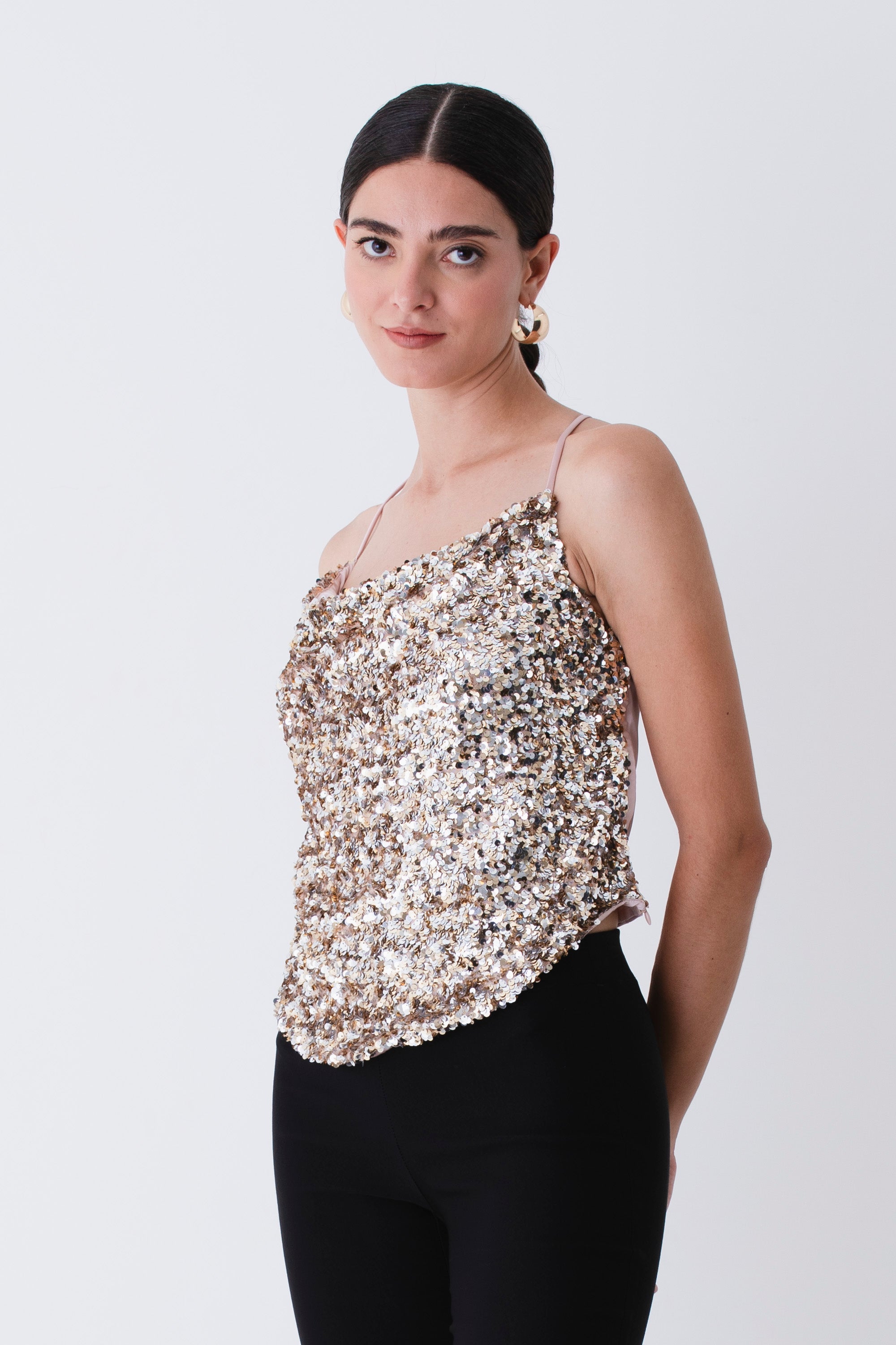 Top bretelle sottili con paillettes - FW26