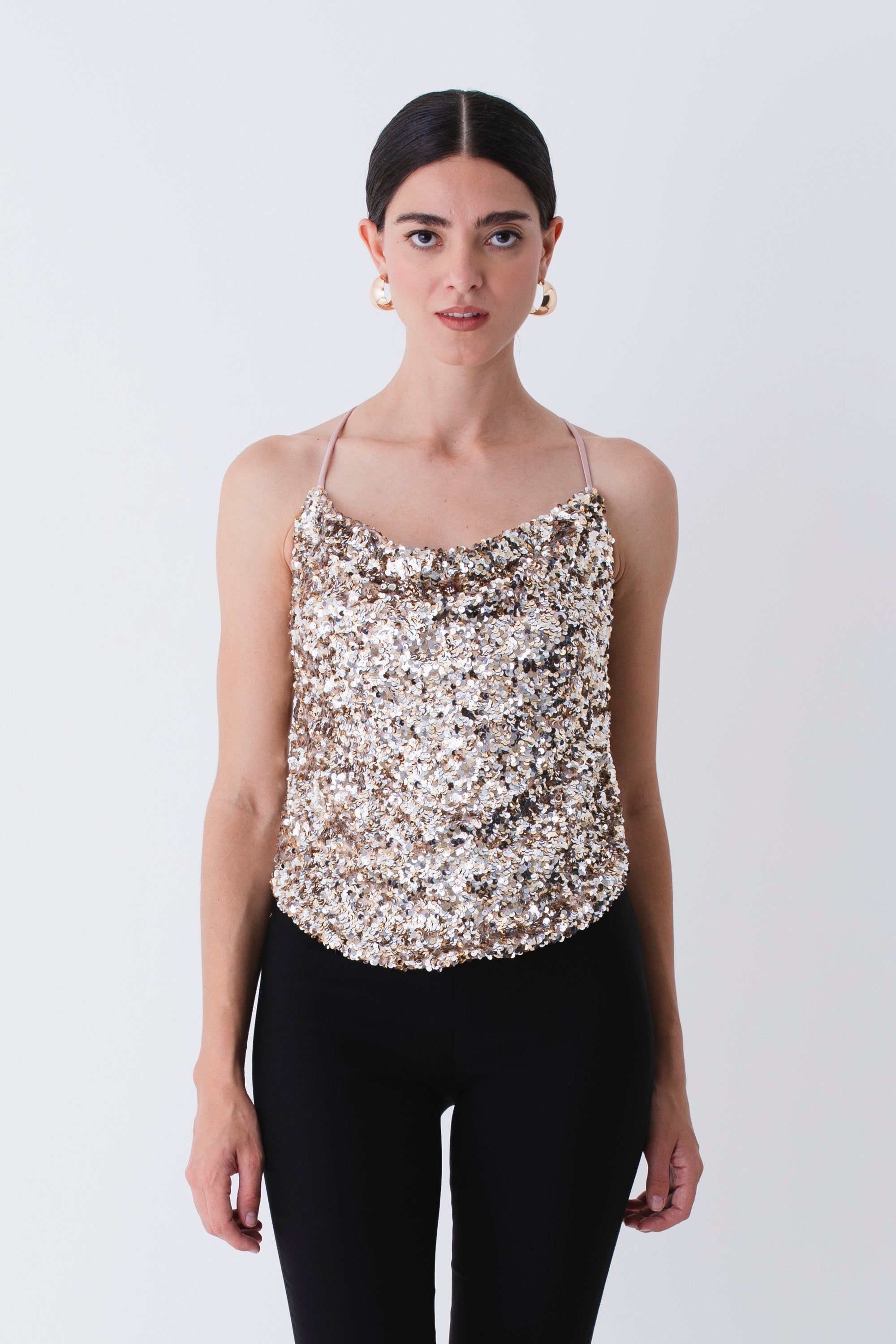 Top bretelle sottili con paillettes - FW26