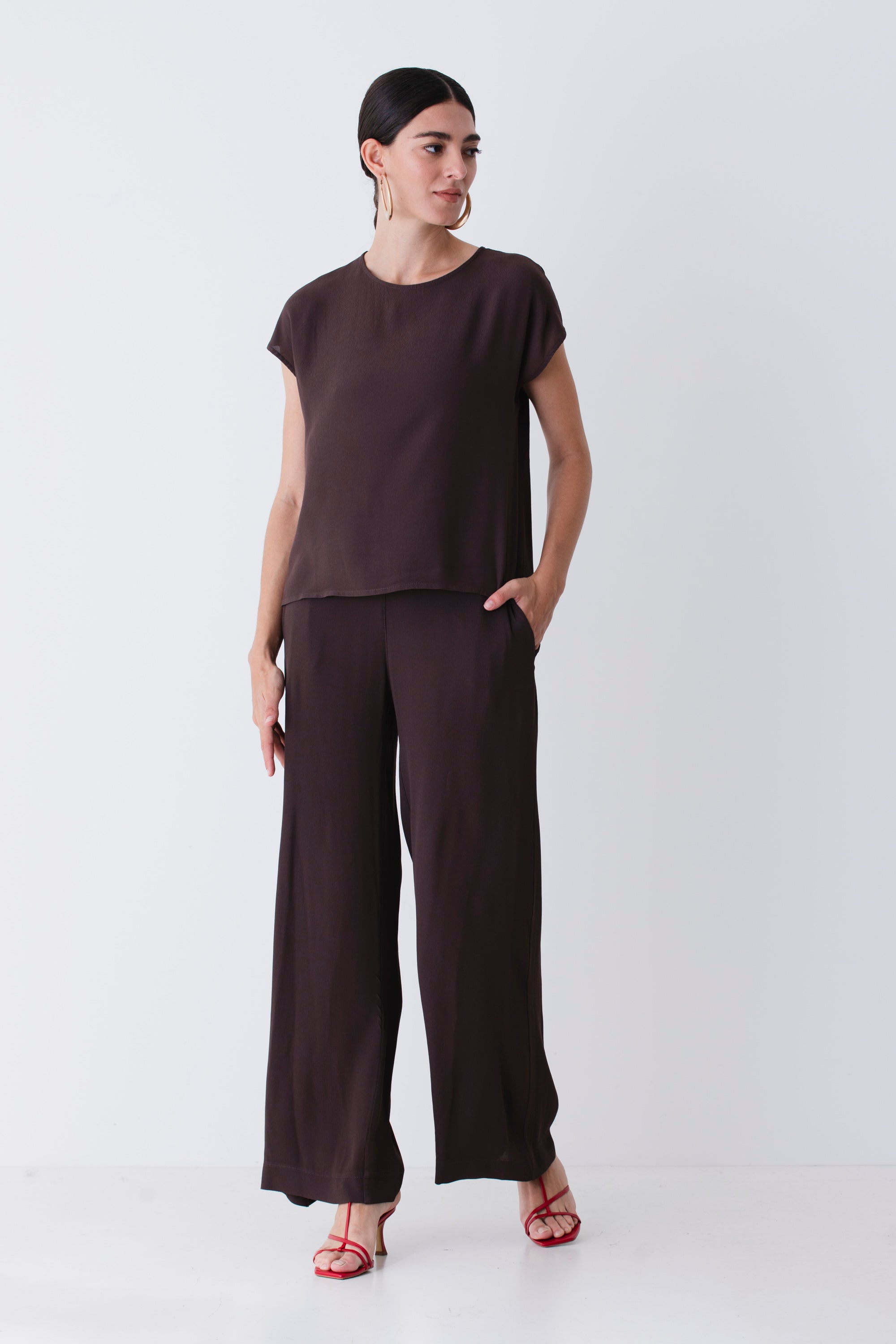 Pantalone a palazzo in viscosa - PE25