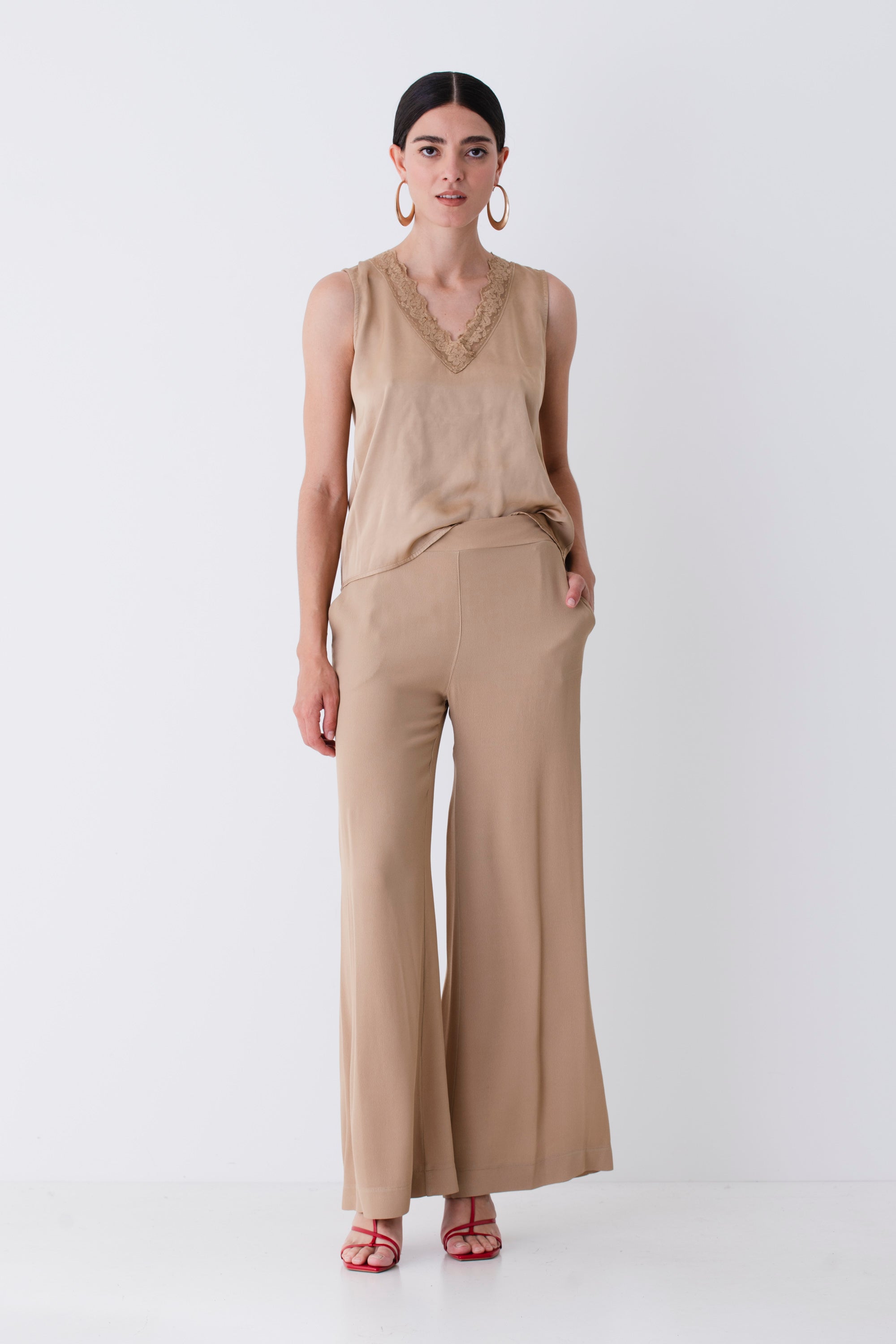 Pantalone a palazzo in viscosa - PE25