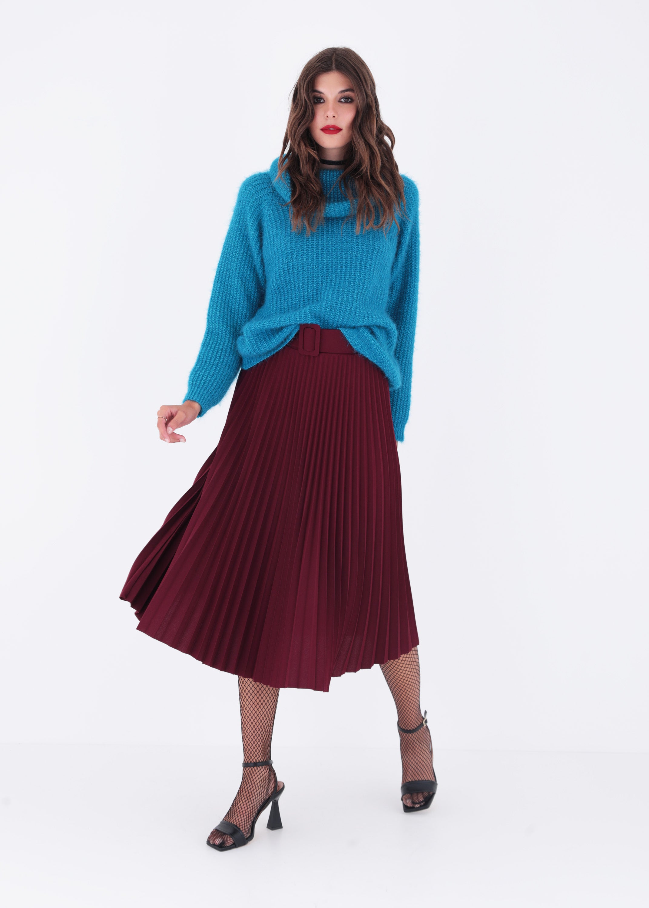 Gonna a ruota plissè in scuba crepe - FW23