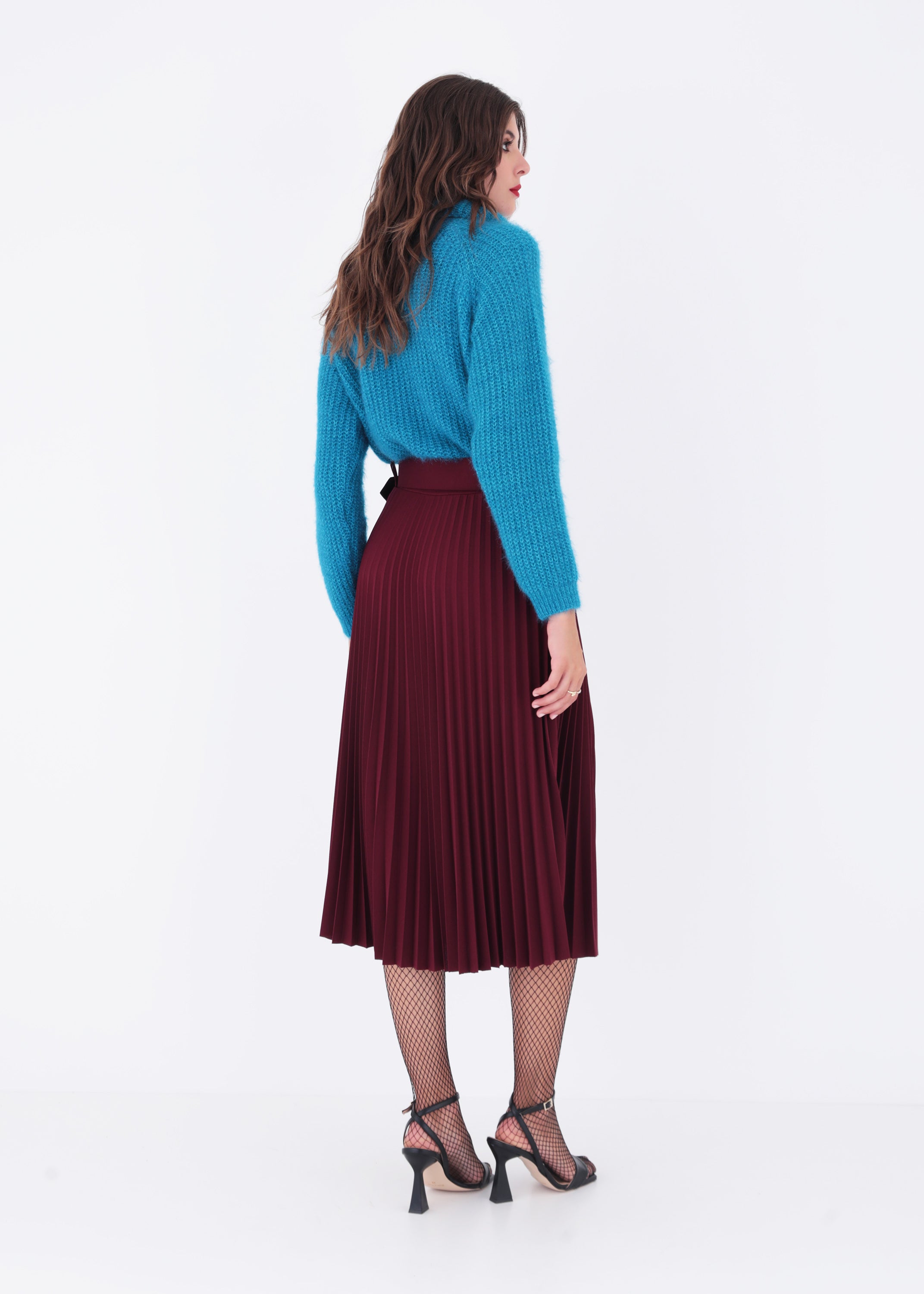 Gonna a ruota plissè in scuba crepe - FW23