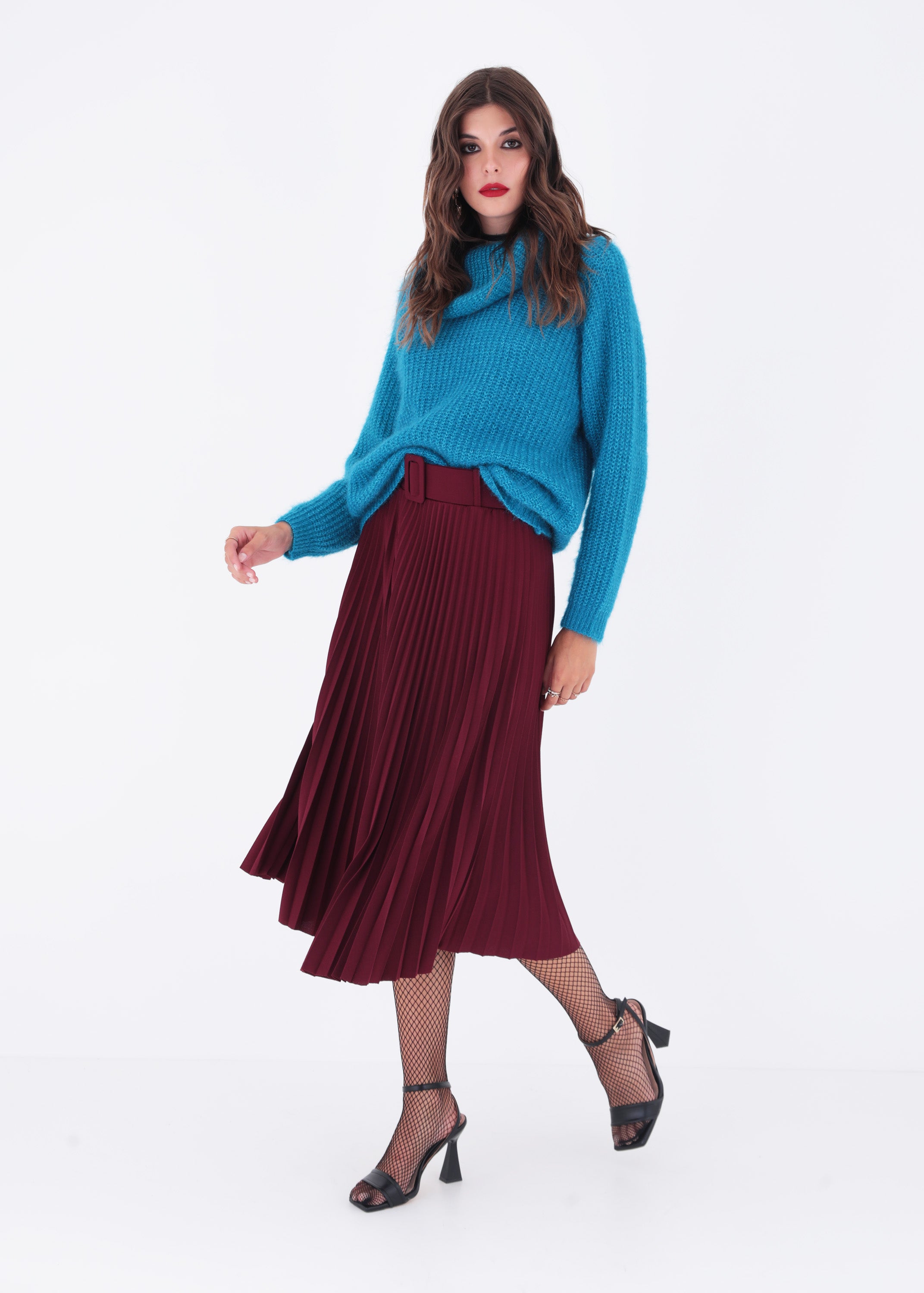 Gonna a ruota plissè in scuba crepe - FW23