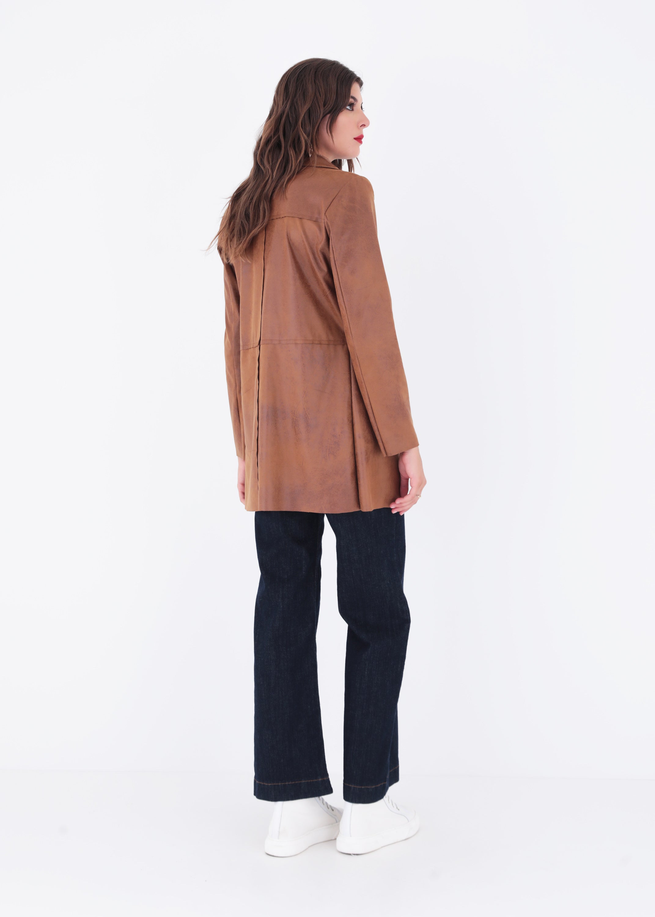 Giacca lunga in ecopelle vintage con bottoni - FW23