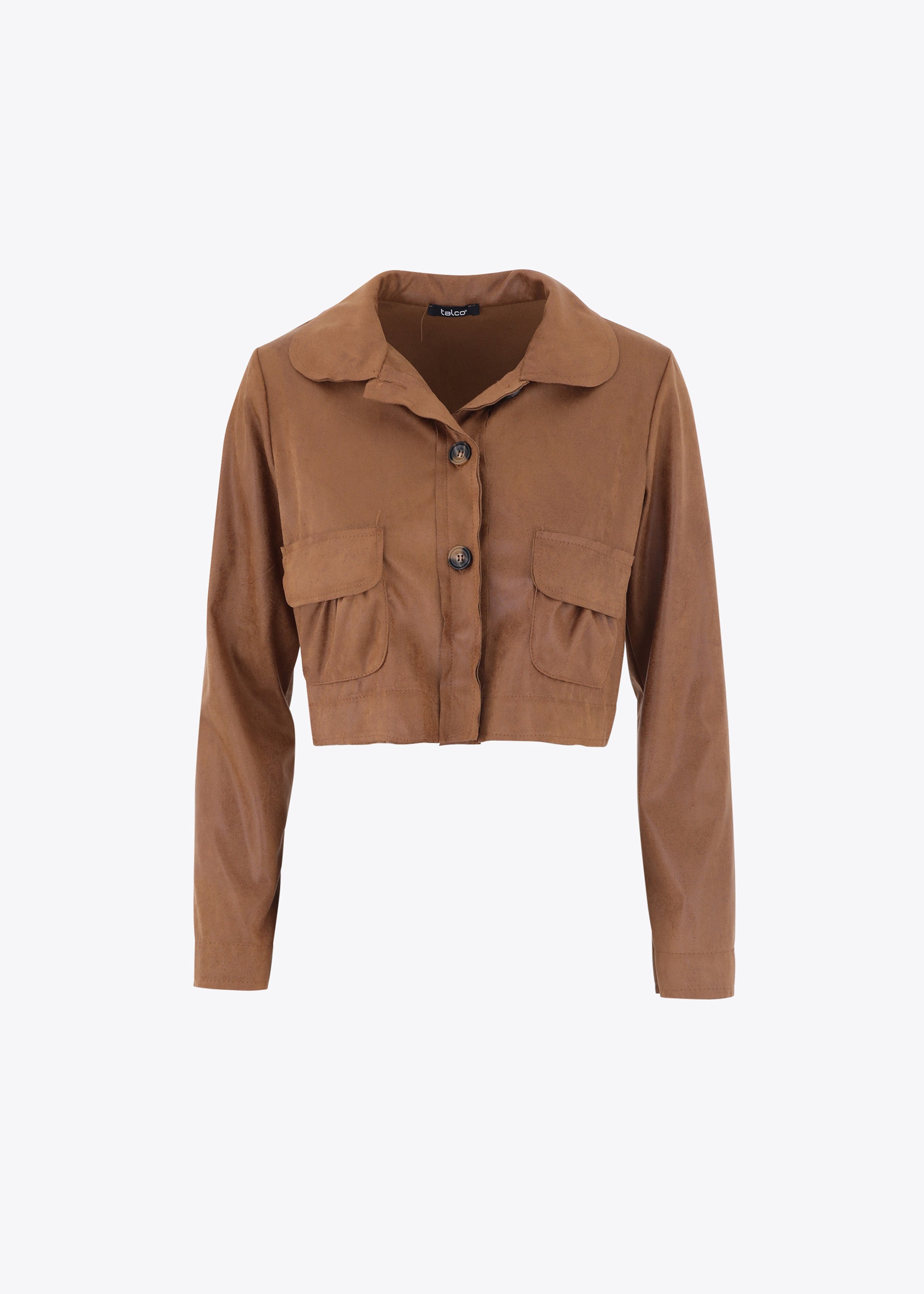 Giacca crop in ecopelle vintage con bottoni - FW23