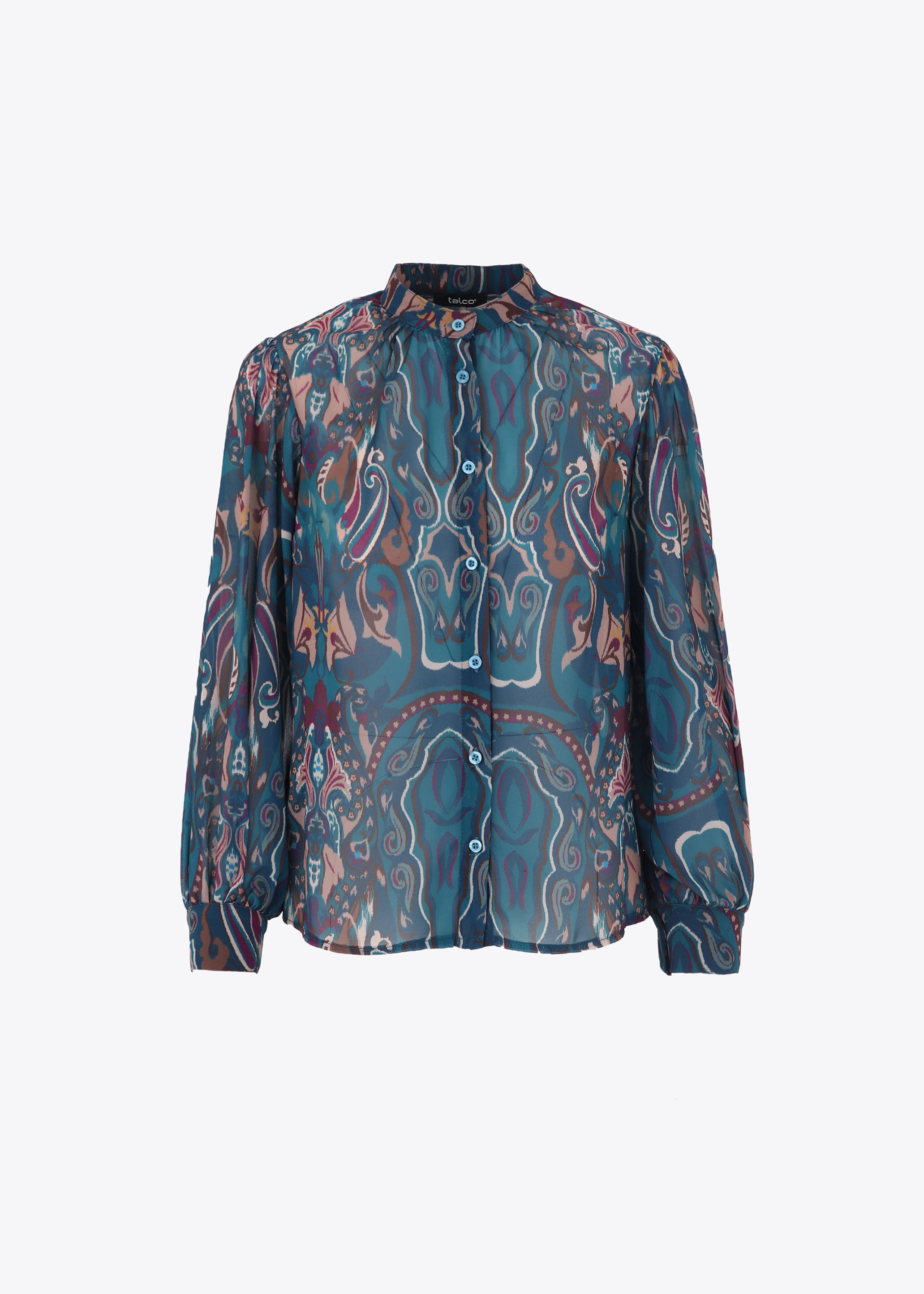 Camicia alla coreana in georgette fantasia - FW23