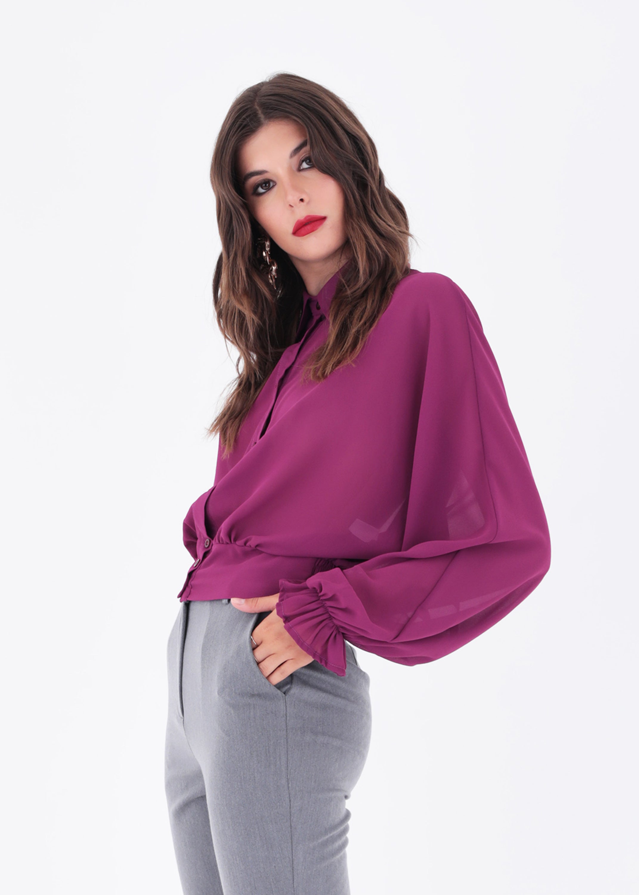 Camicia crop in georgette - FW23