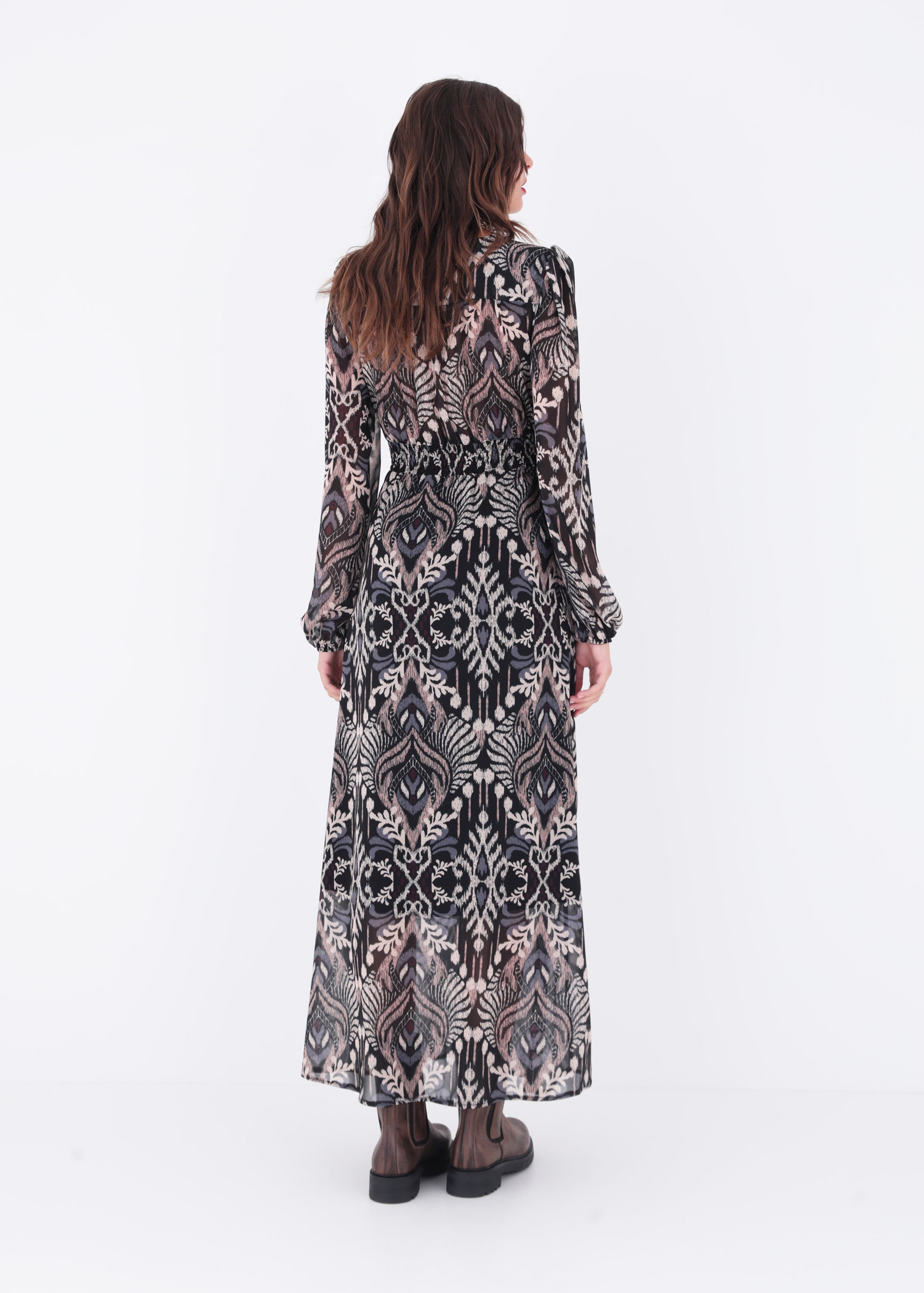 Abito chemisier lungo in georgette fantasia - FW23