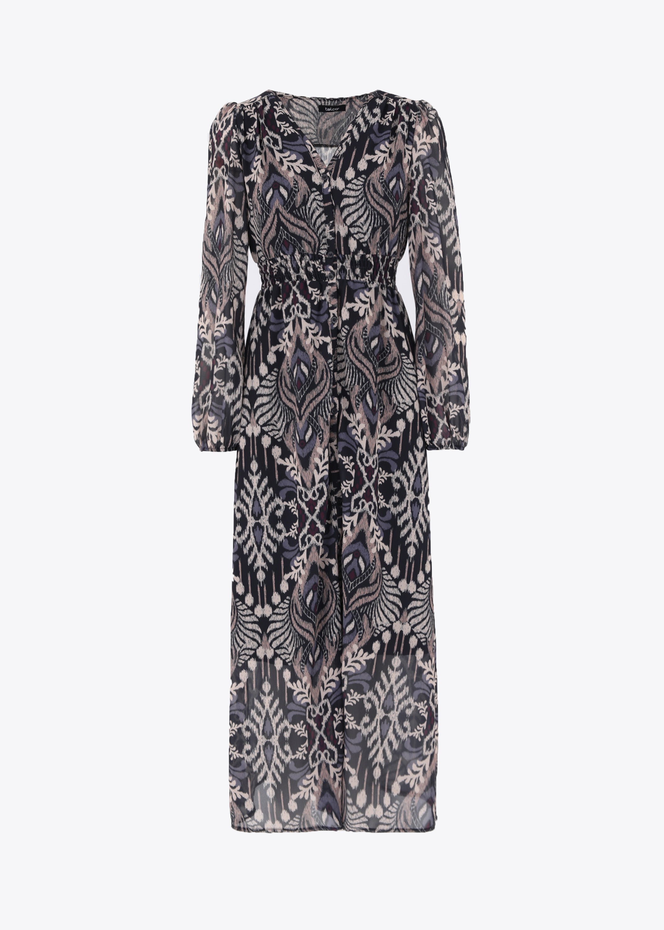 Abito chemisier lungo in georgette fantasia - FW23