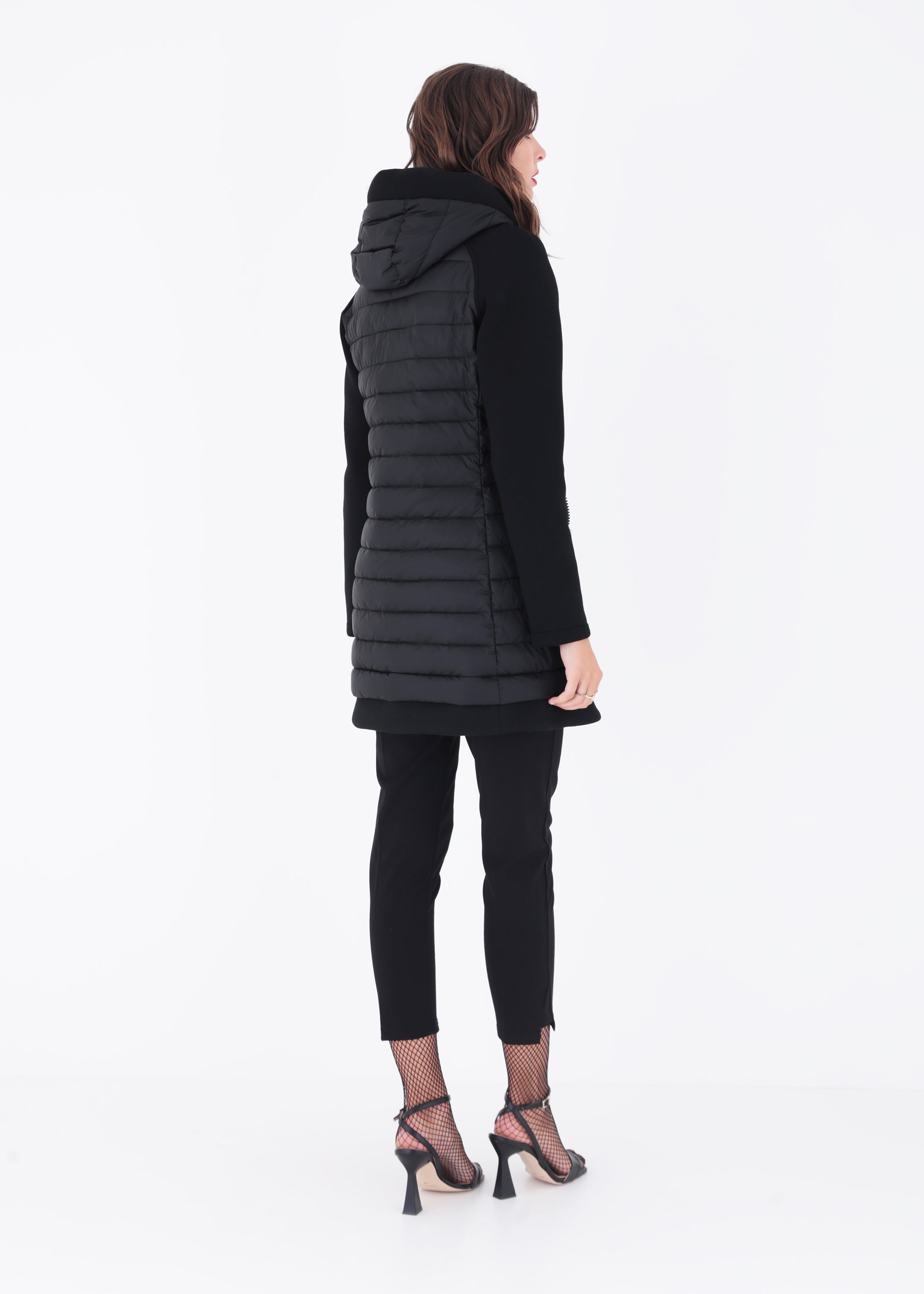 Piumino lungo con maniche e inserti in neoprene - FW23