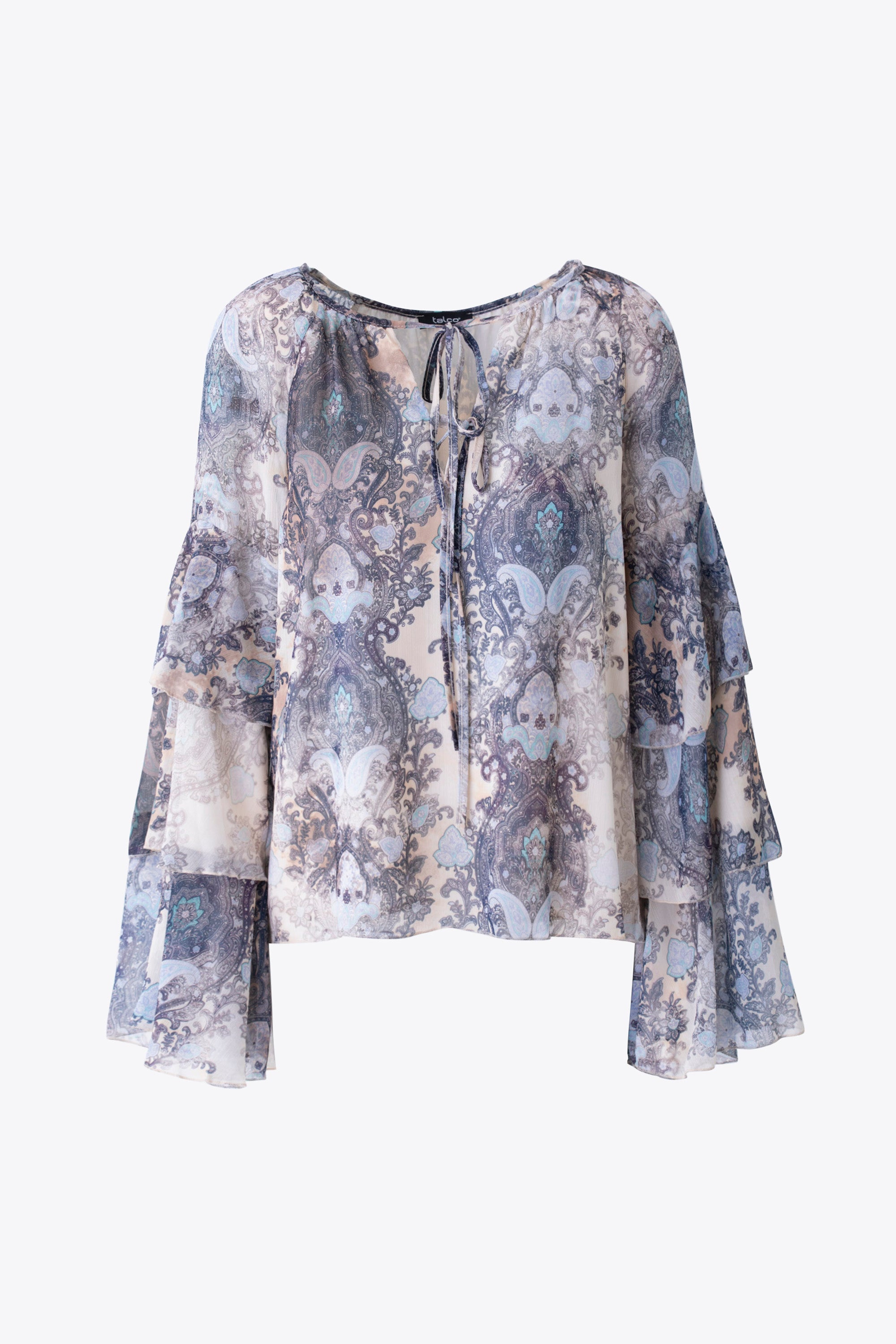 Blusa con balze in georgette fantasia cachemire - FW26