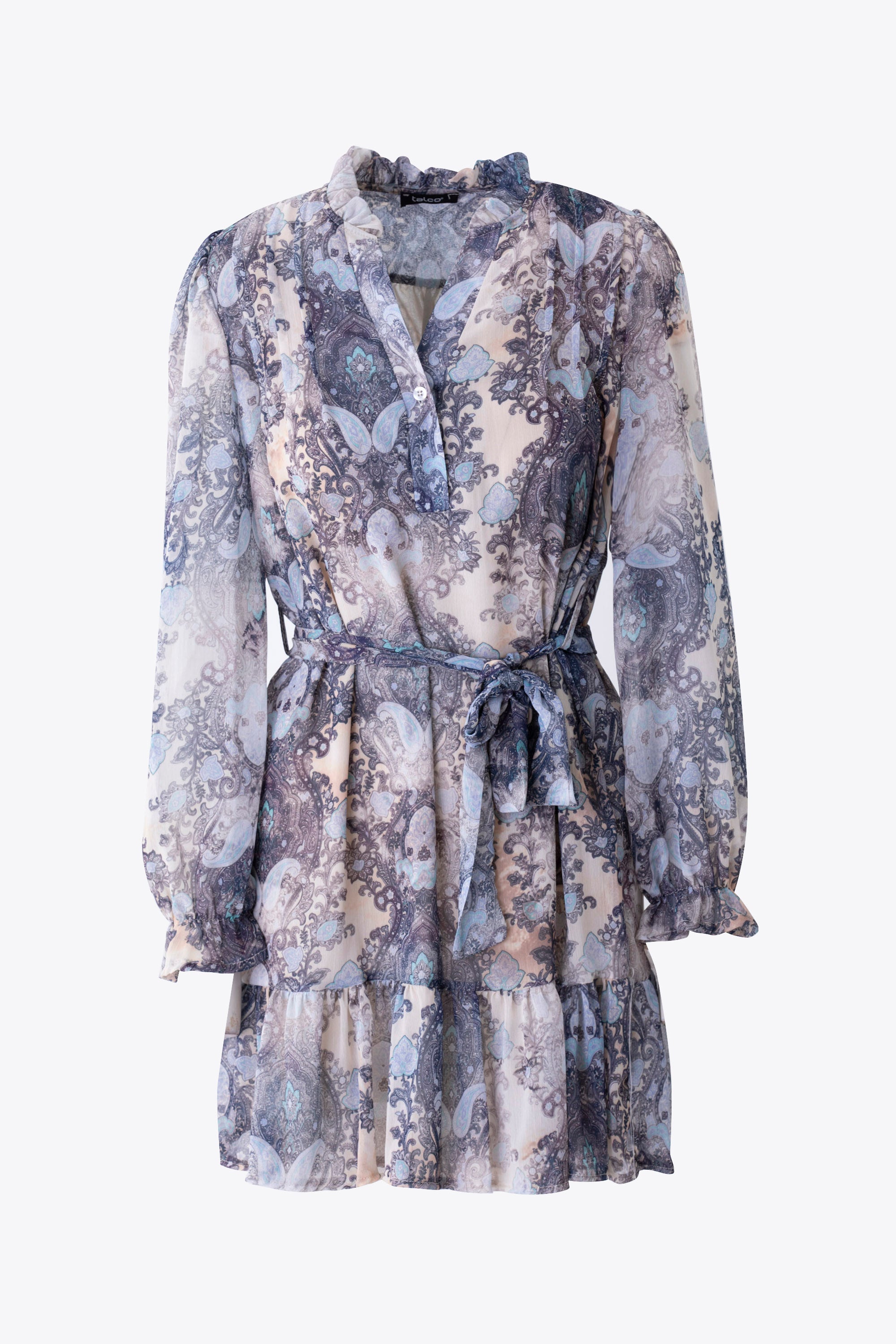 Abito corto in georgette fantasia cachemire - FW26