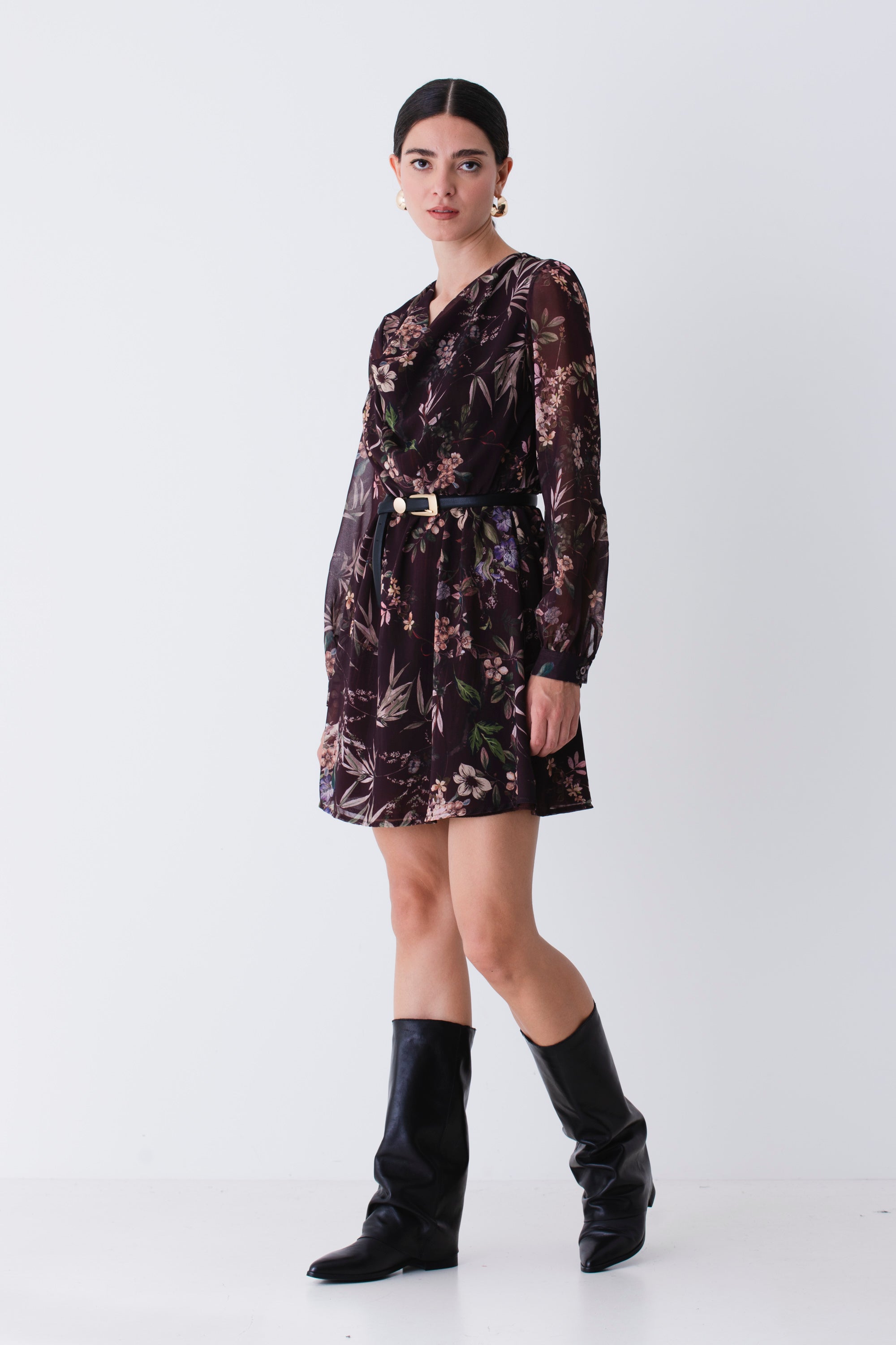 Abito corto in georgette fantasia floreale - FW26