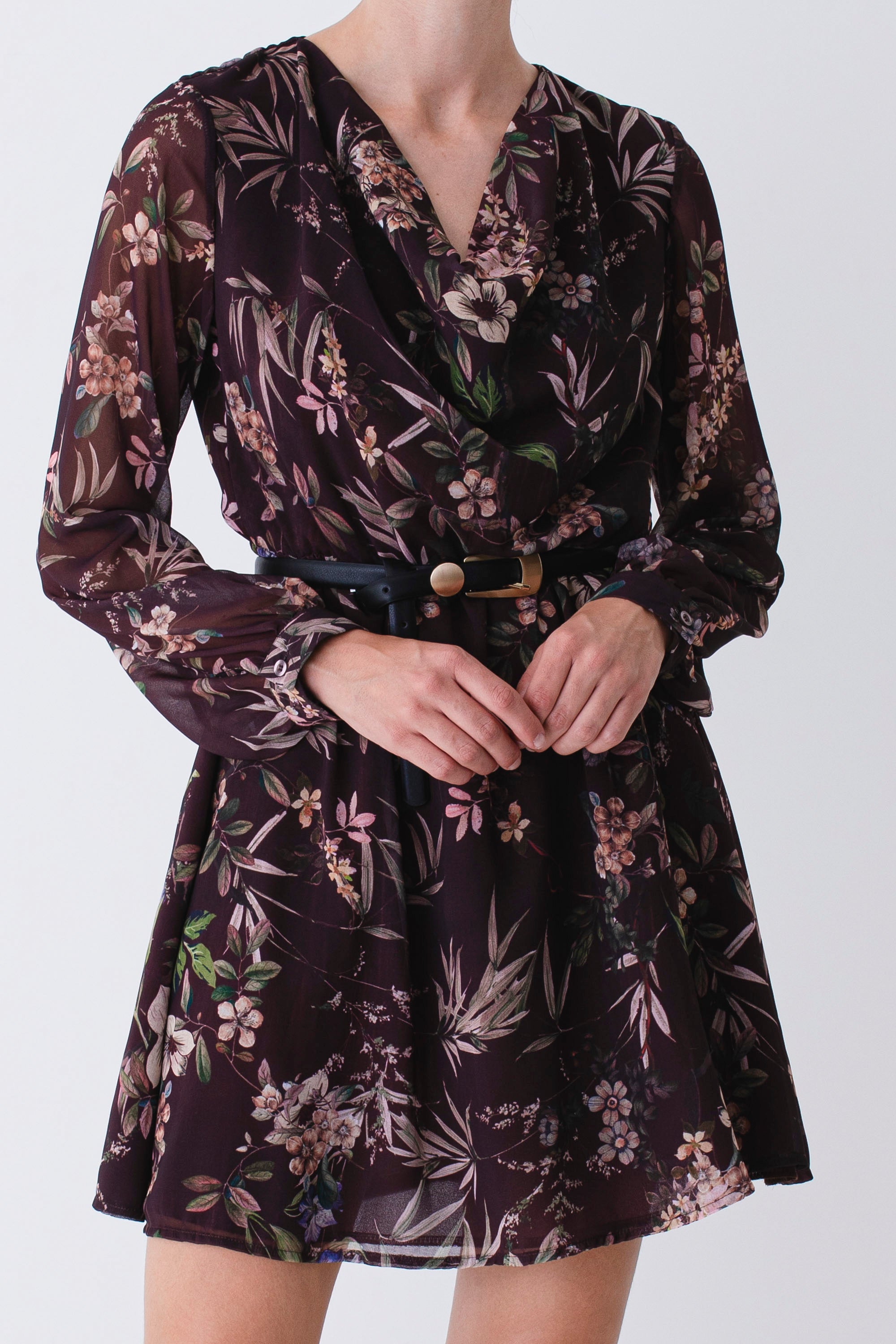 Abito corto in georgette fantasia floreale - FW26
