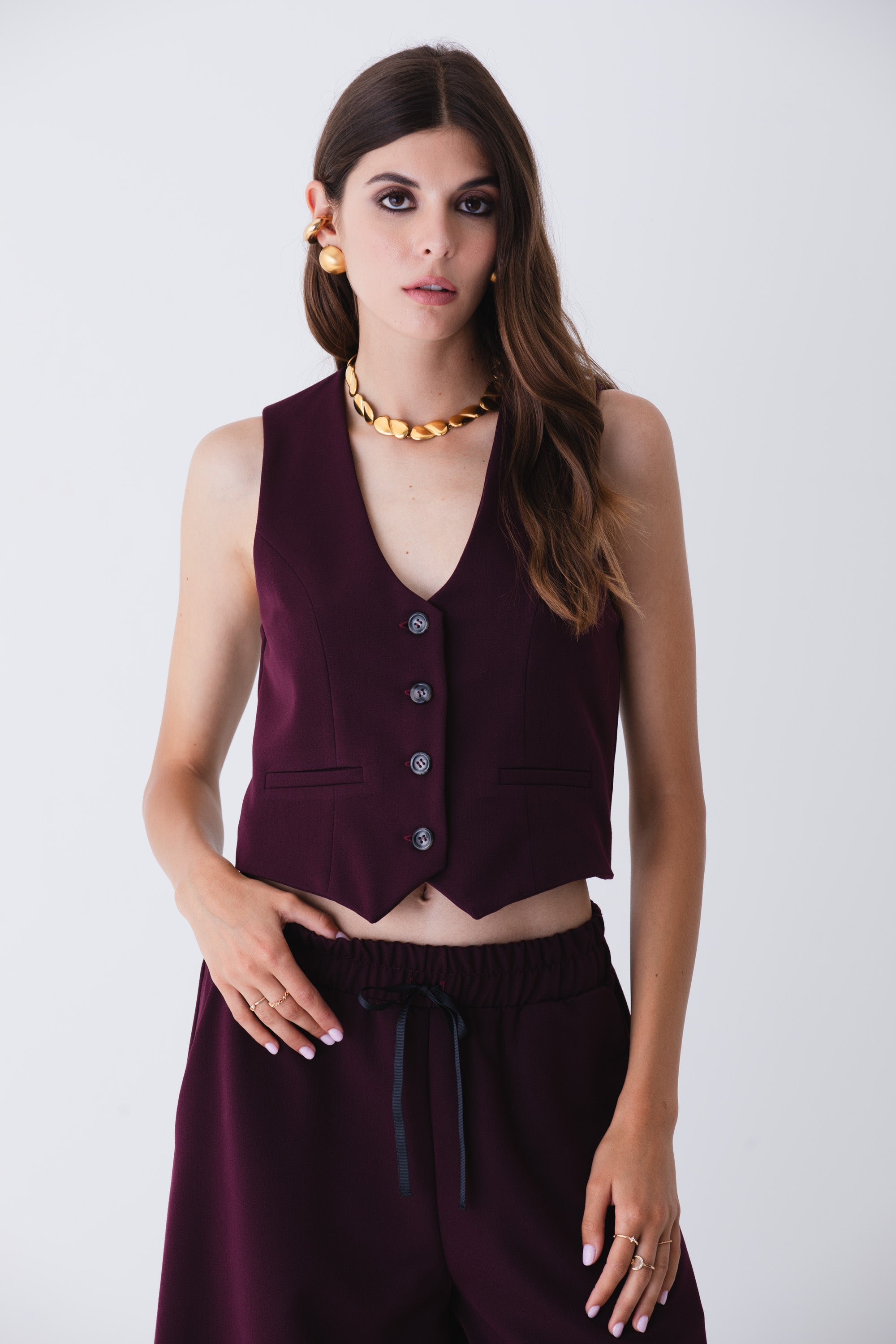 Gilet ad un petto in mano lana - FW25