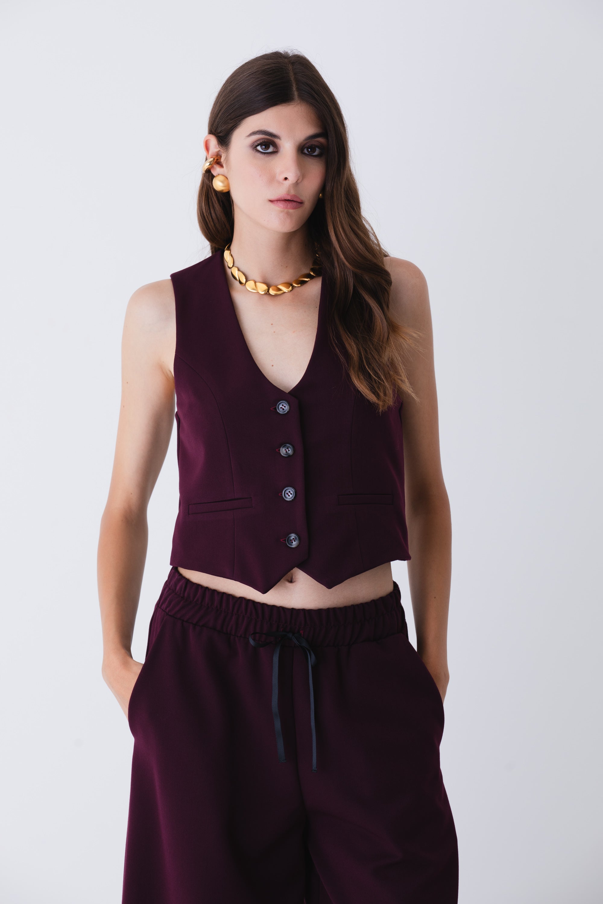 Gilet ad un petto in mano lana - FW25