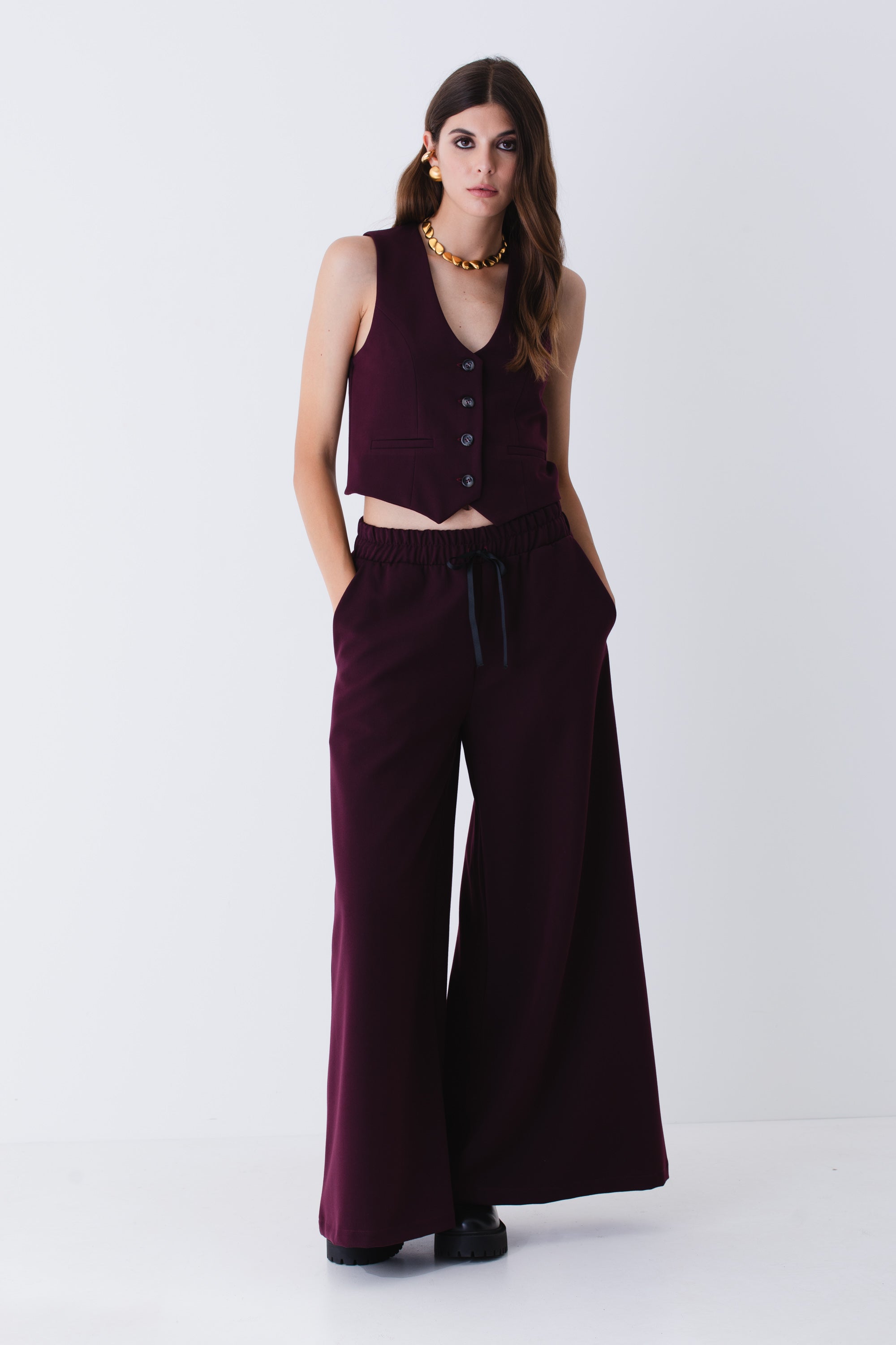 Gilet ad un petto in mano lana - FW25