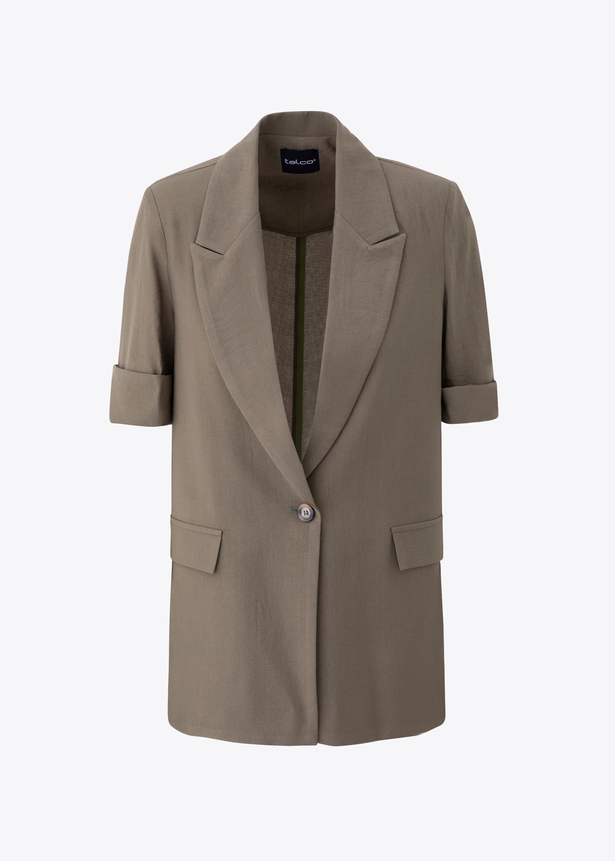 Blazer ad un petto con maniche corte in viscosa effetto mosso - PE25