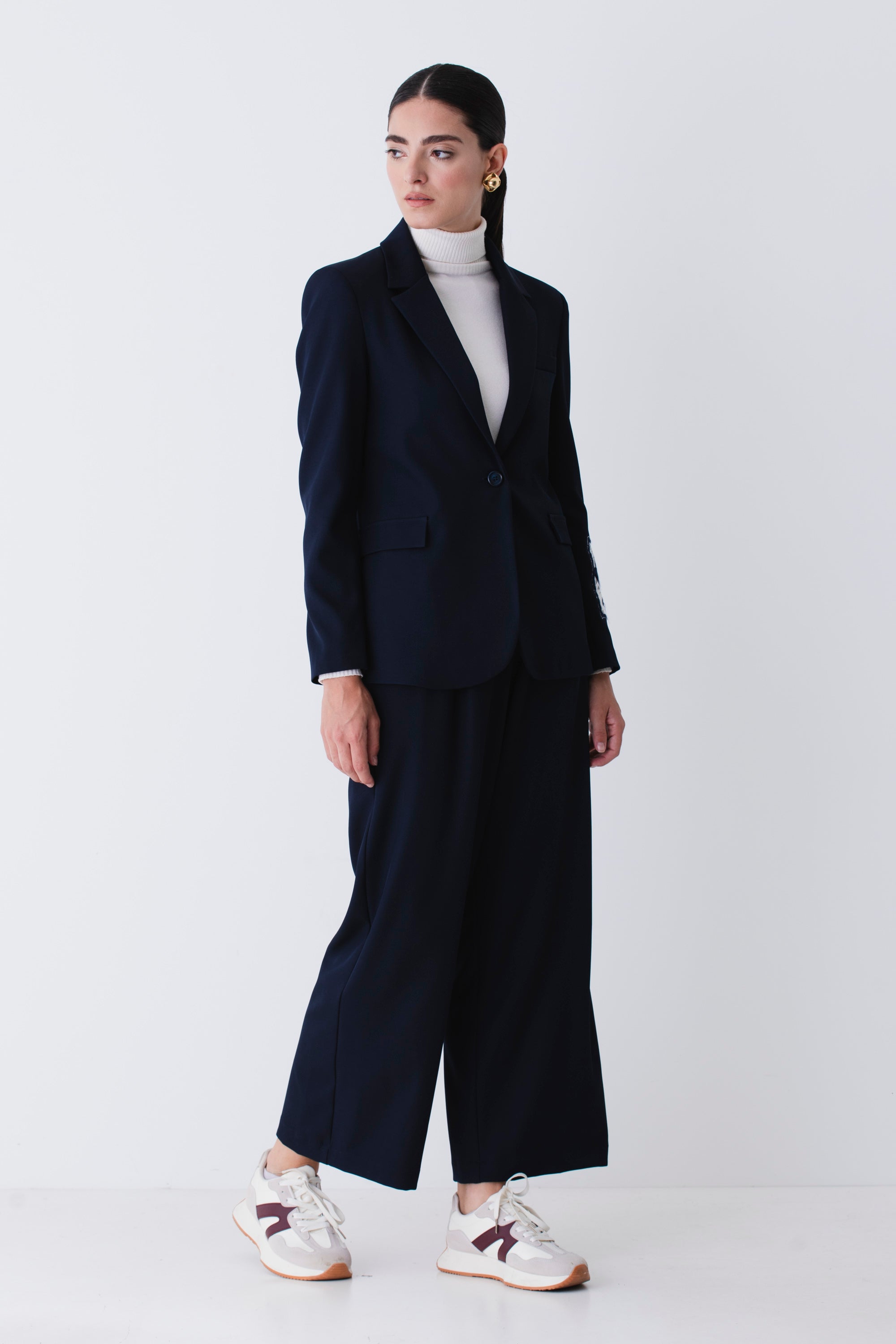 Blazer ad un petto con spilla e ricamo - FW26