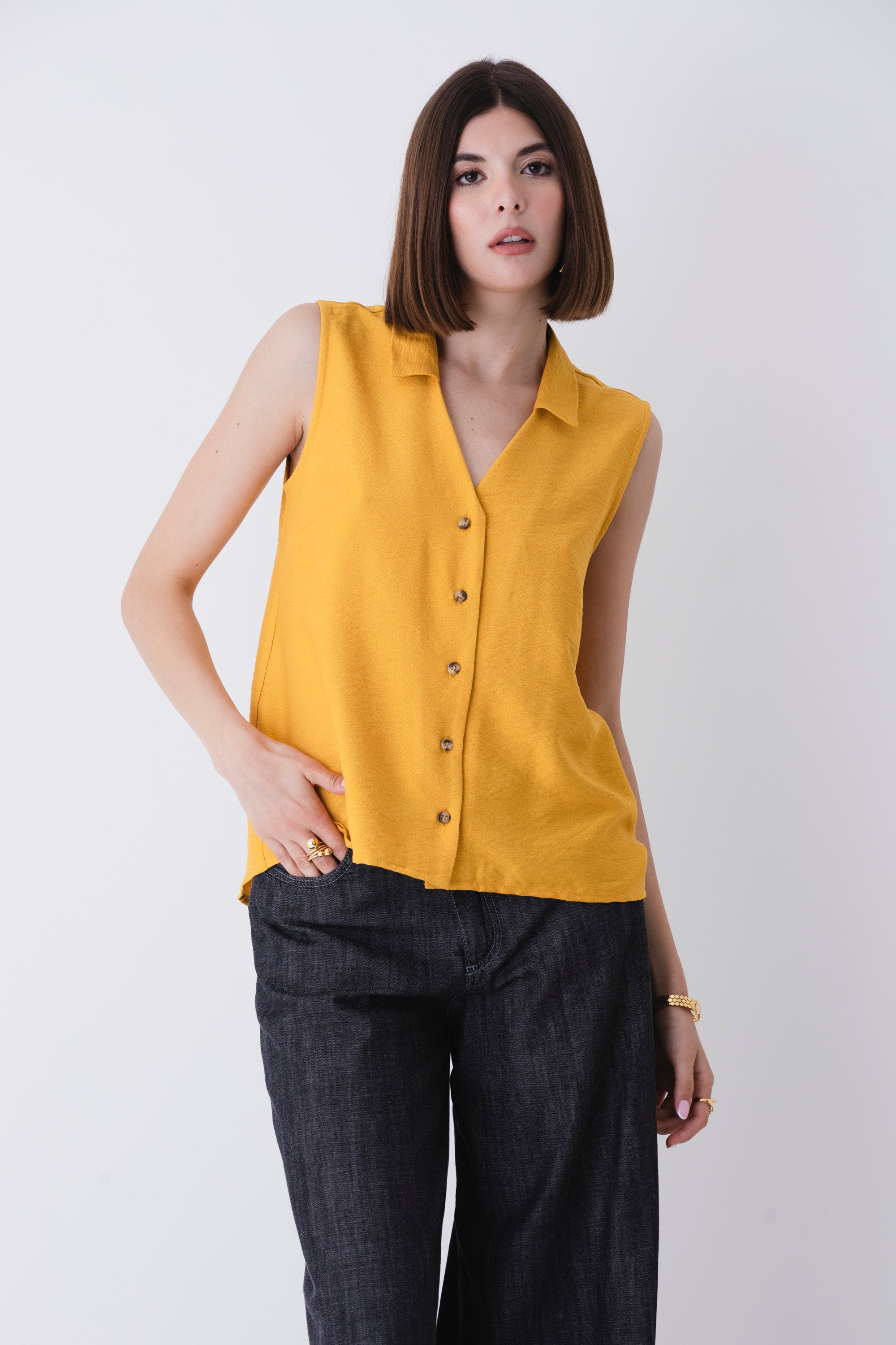 Camicia in viscosa effetto mosso - PE25
