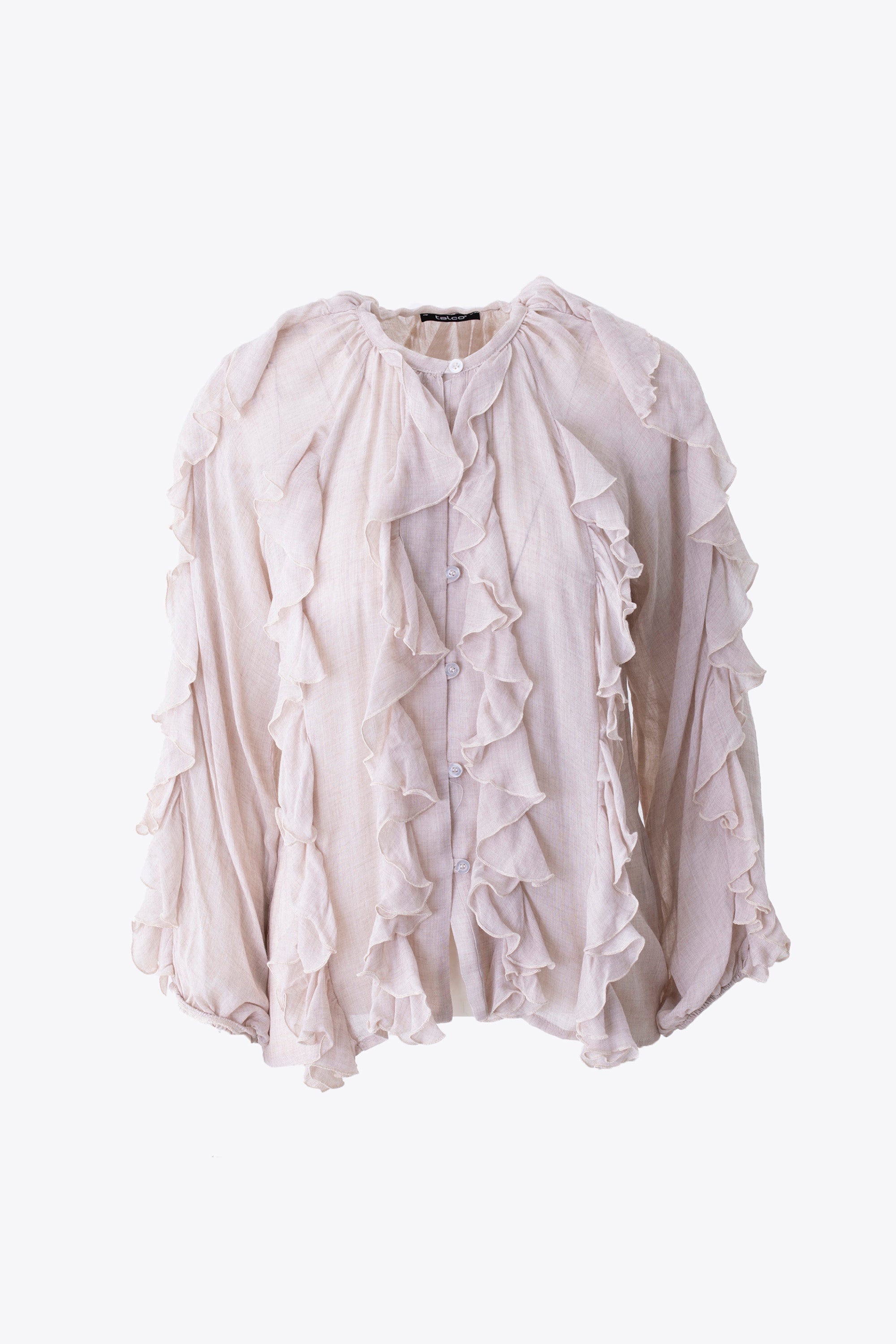 Casacca con rouches in garza di lana - FW26