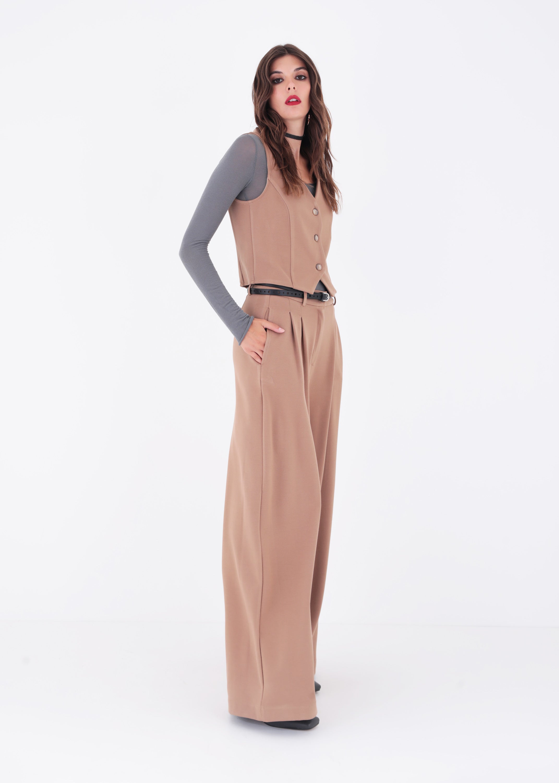 Pantalone palazzo con pinces in punto milano - FW23