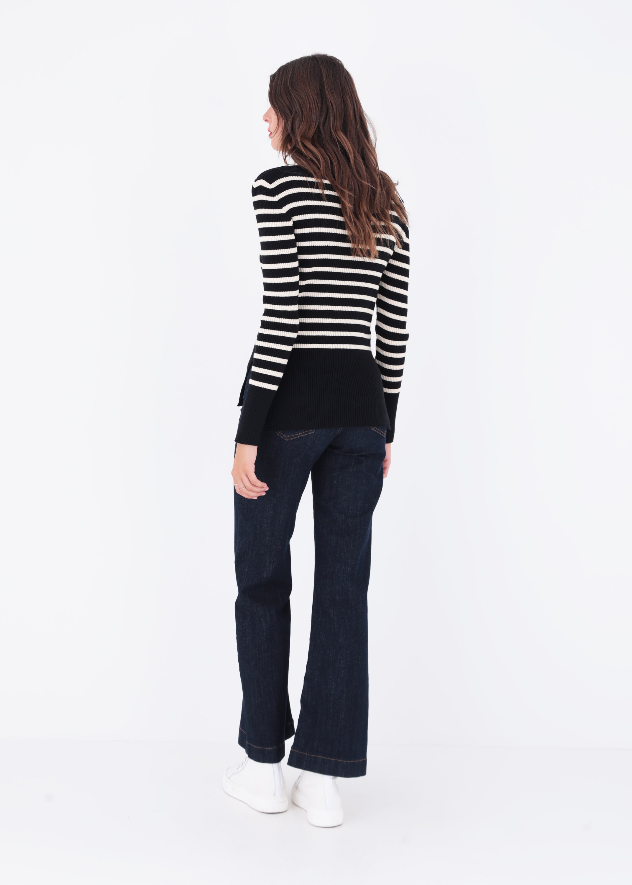 Maglia a costine con righe orizzontali - FW23
