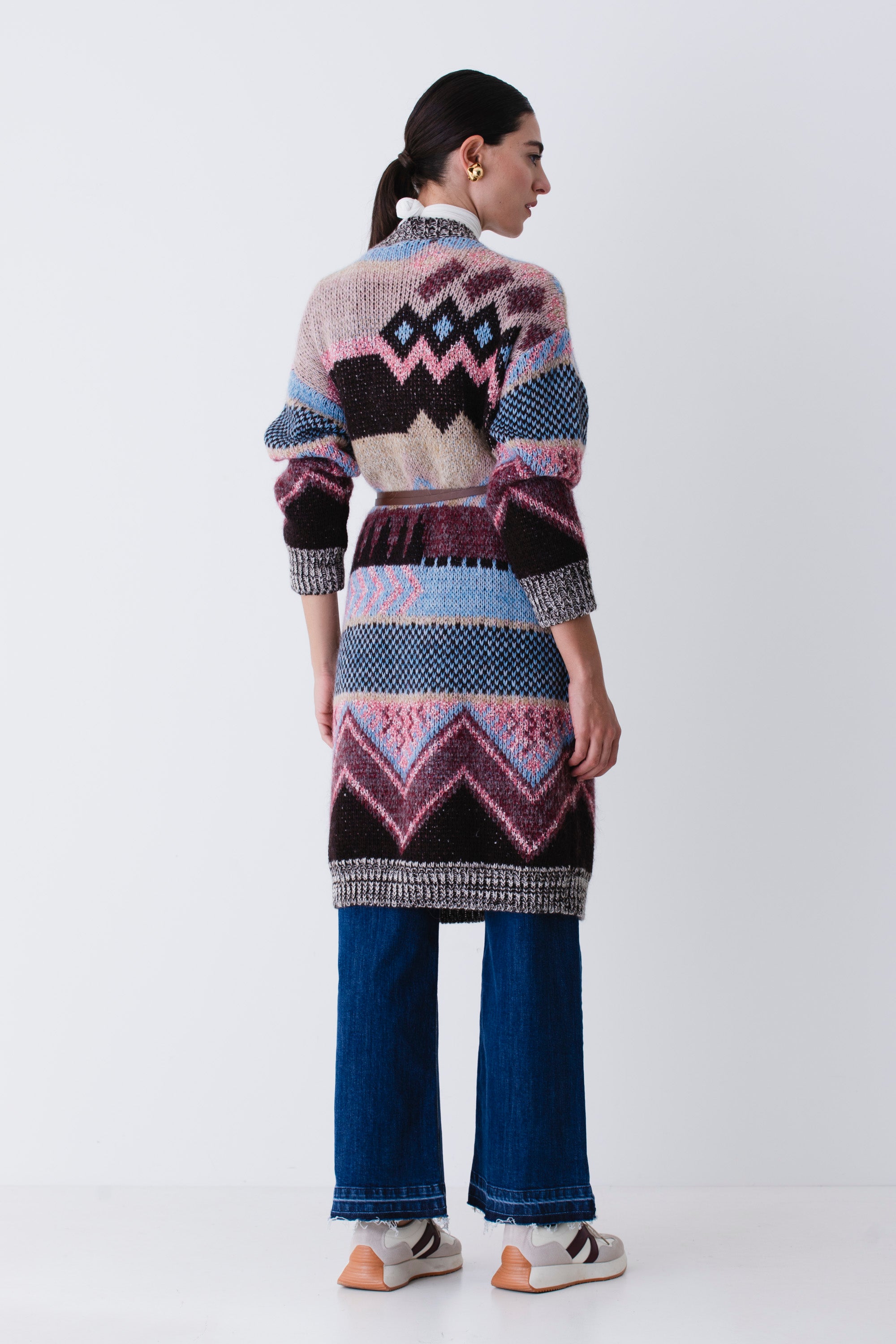 Cappotto lungo in misto lana disegno azteco - FW26