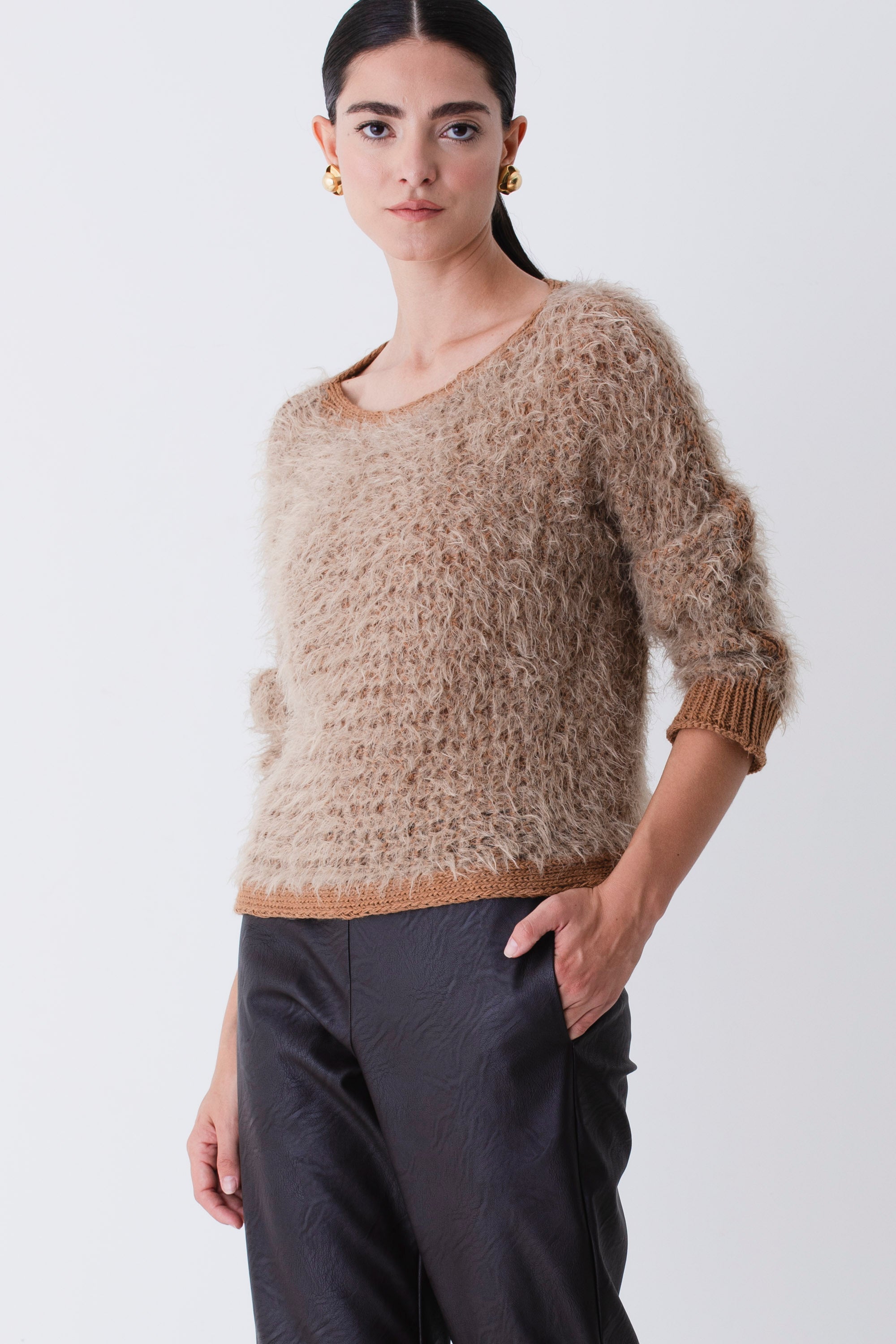 Pullover in maglia effetto pelliccia - FW26