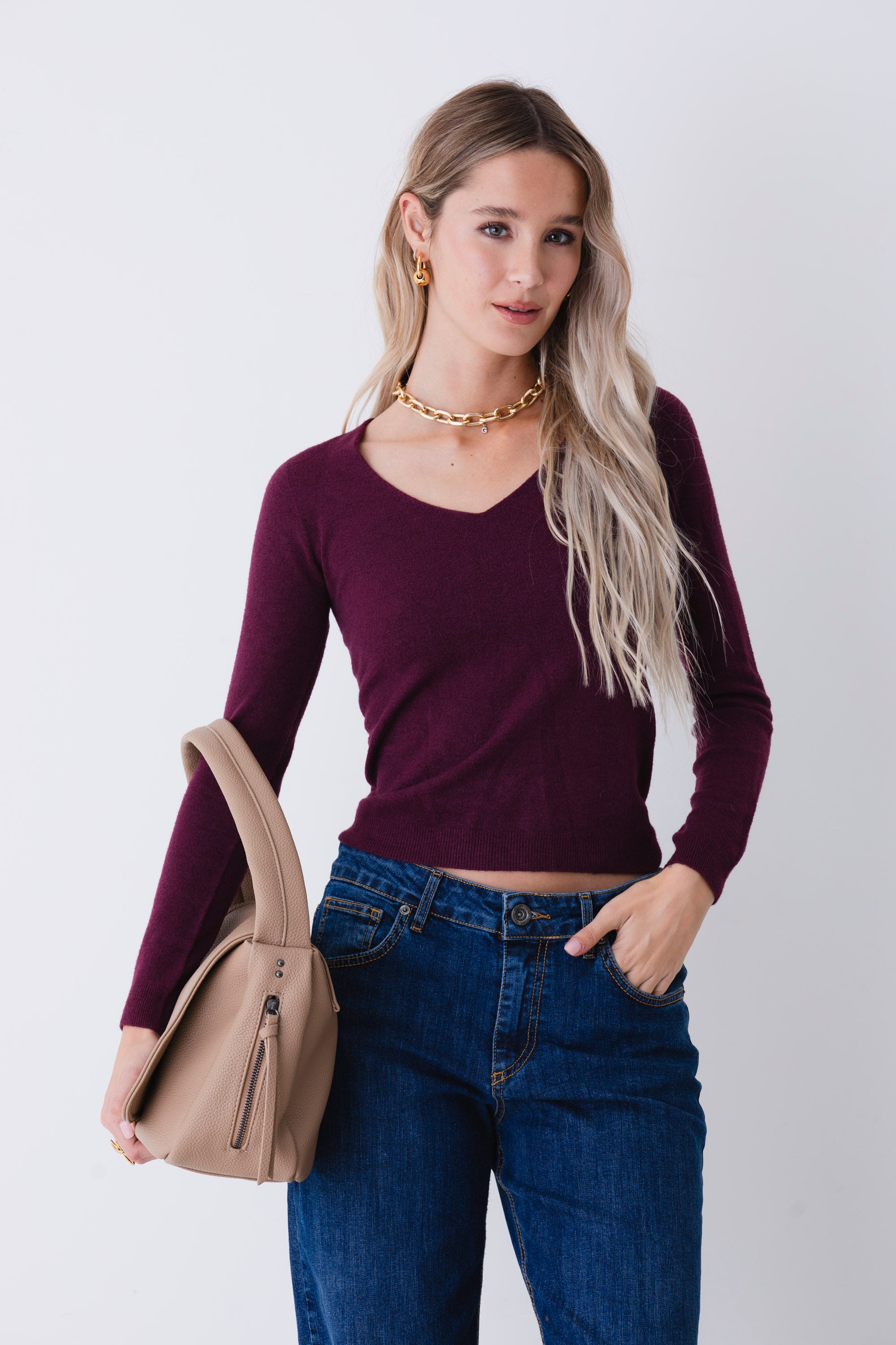 ISABELLE BLANCHE Maglia scollo a v con dettaglio polso M182 F002 JADE Verde S ISABELLE BLANCHE Maglia scollo a v con dettaglio polso M182 F002 JADE Verde S