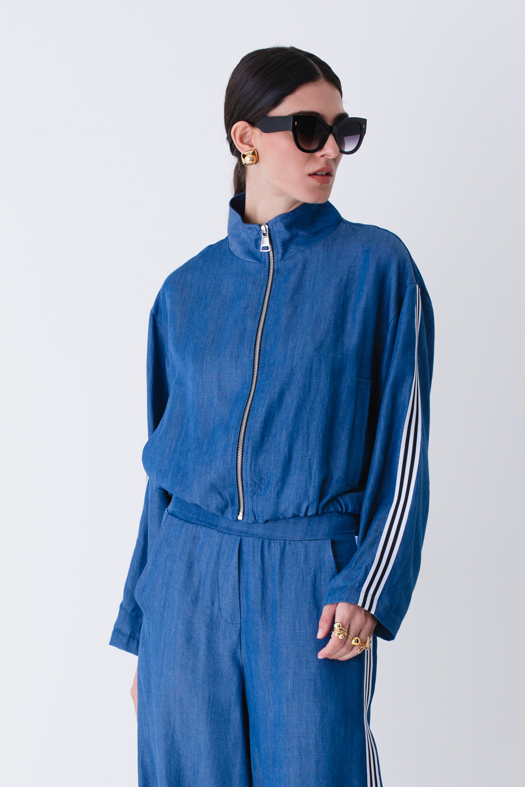 Bomber in lyocell con bande laterali - PE25