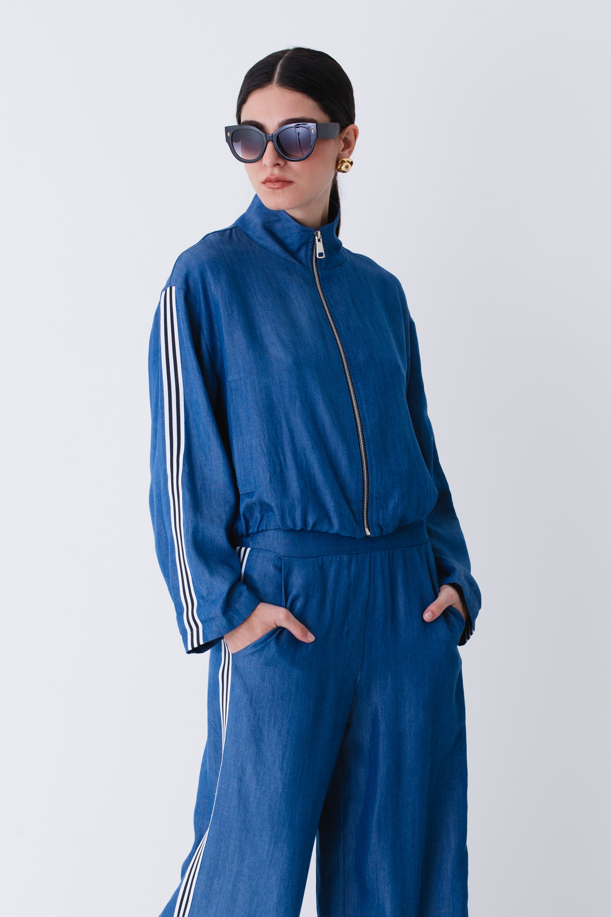Bomber in lyocell con bande laterali - PE25