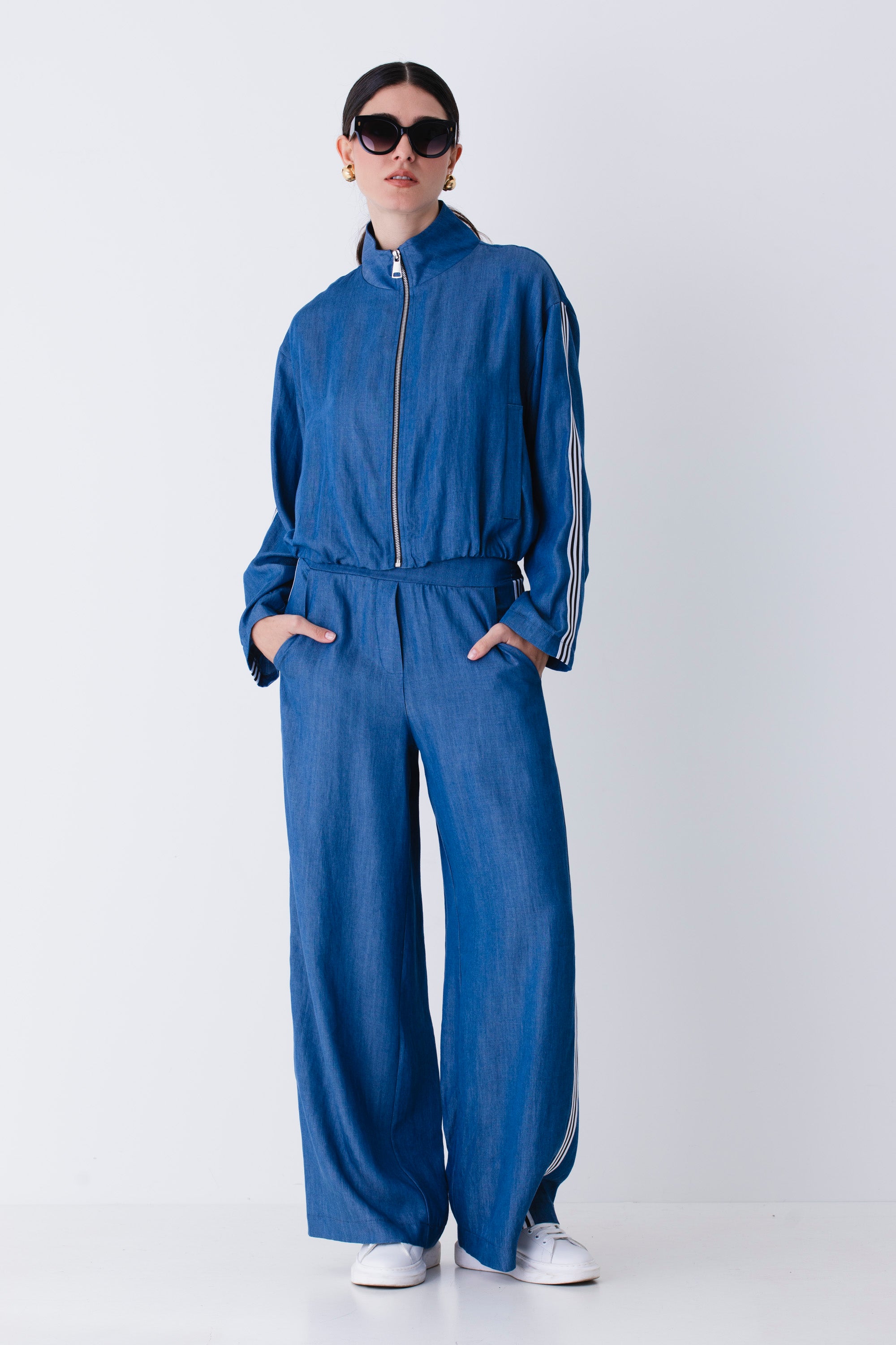 Bomber in lyocell con bande laterali - PE25