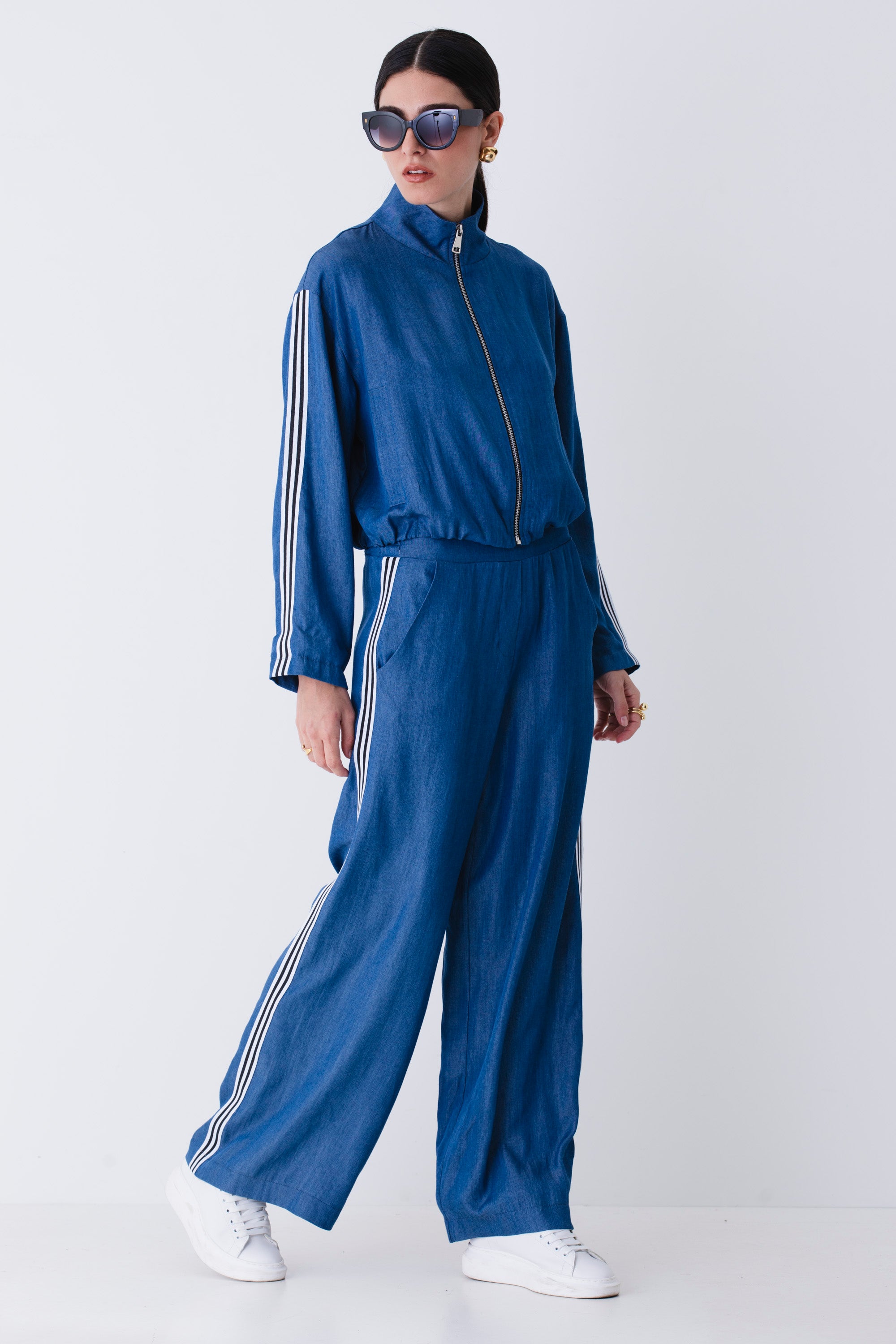 Bomber in lyocell con bande laterali - PE25