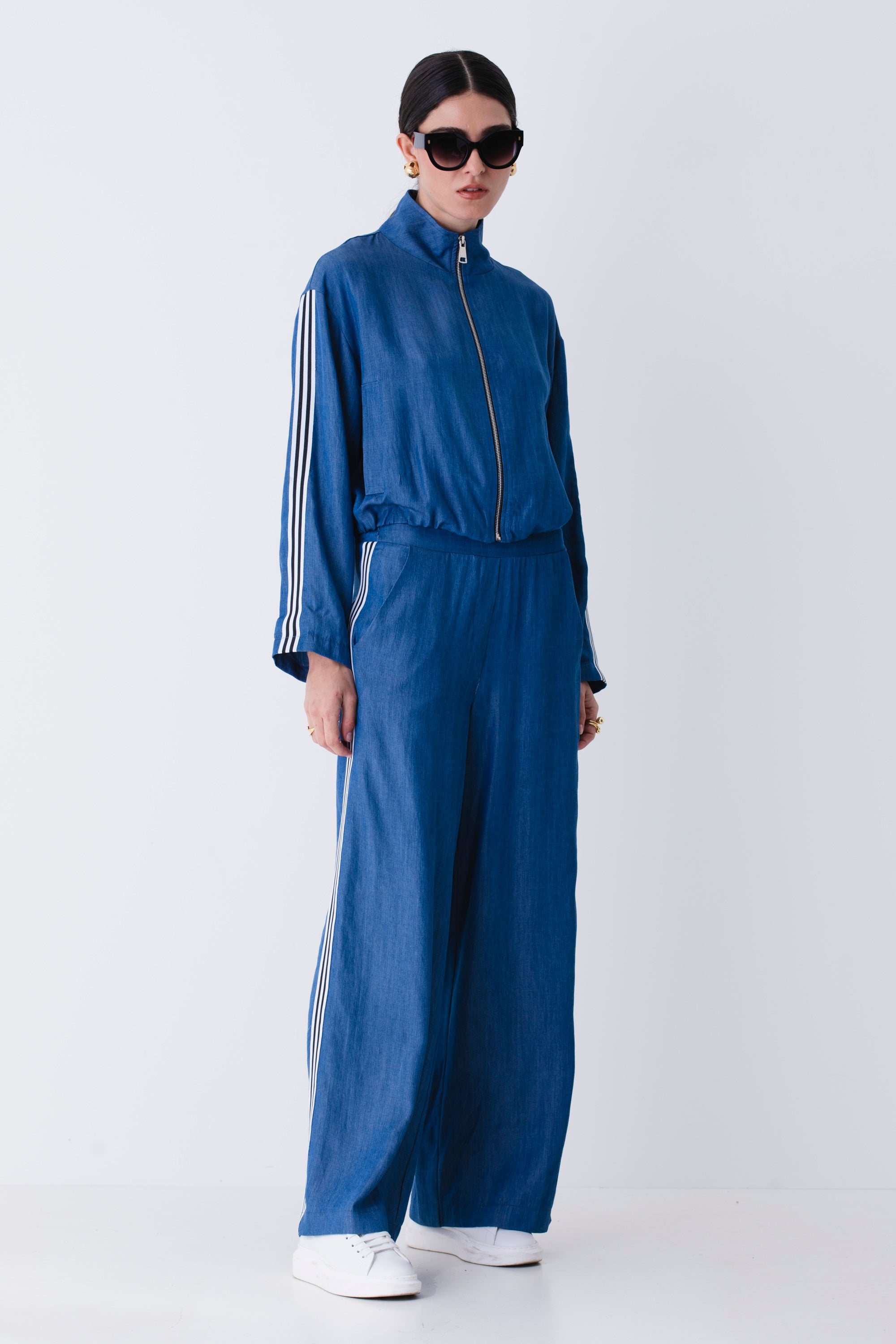 Bomber in lyocell con bande laterali - PE25