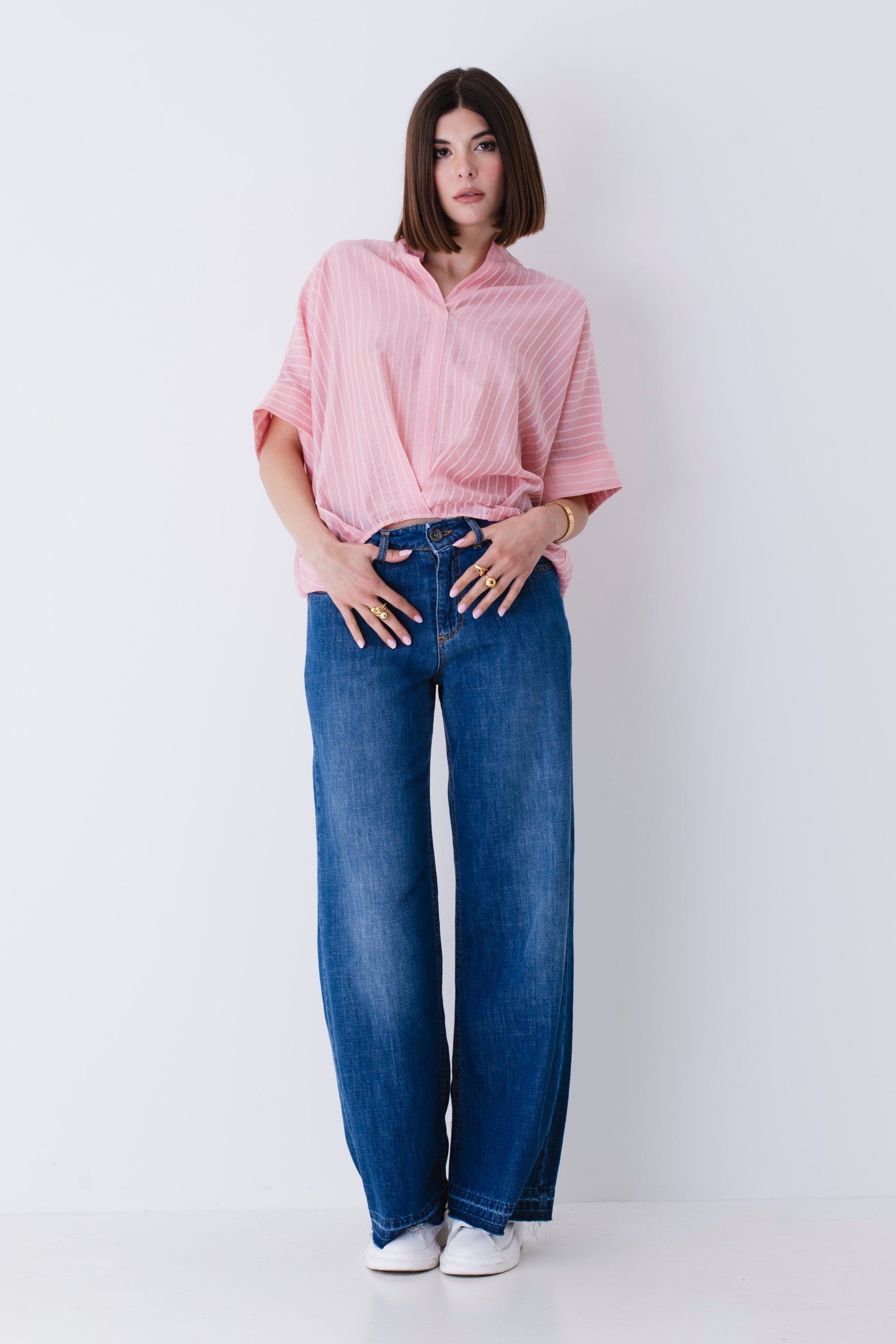 Blusa over bacchettata in lyocell - PE25