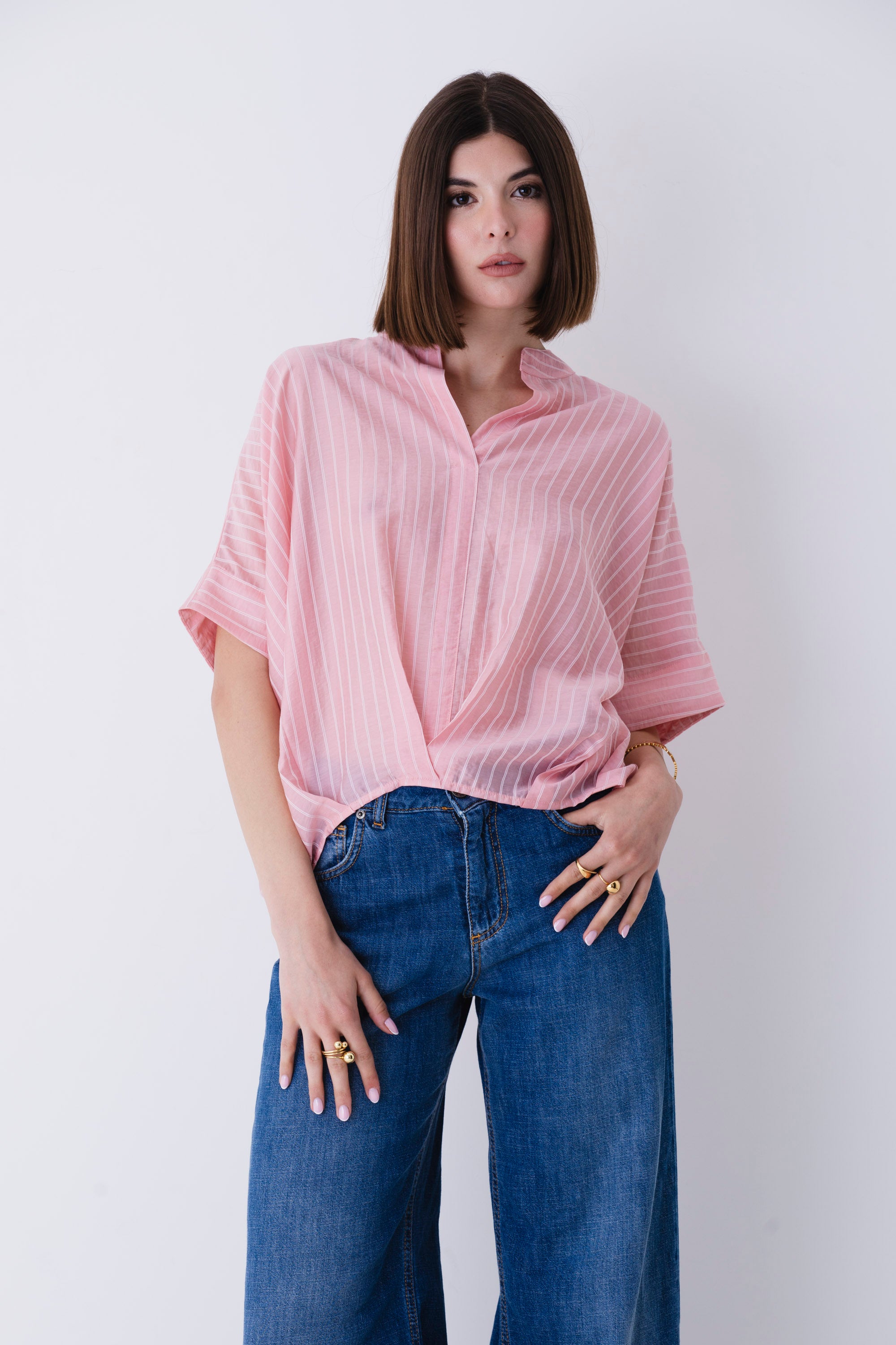 Blusa over bacchettata in lyocell - PE25