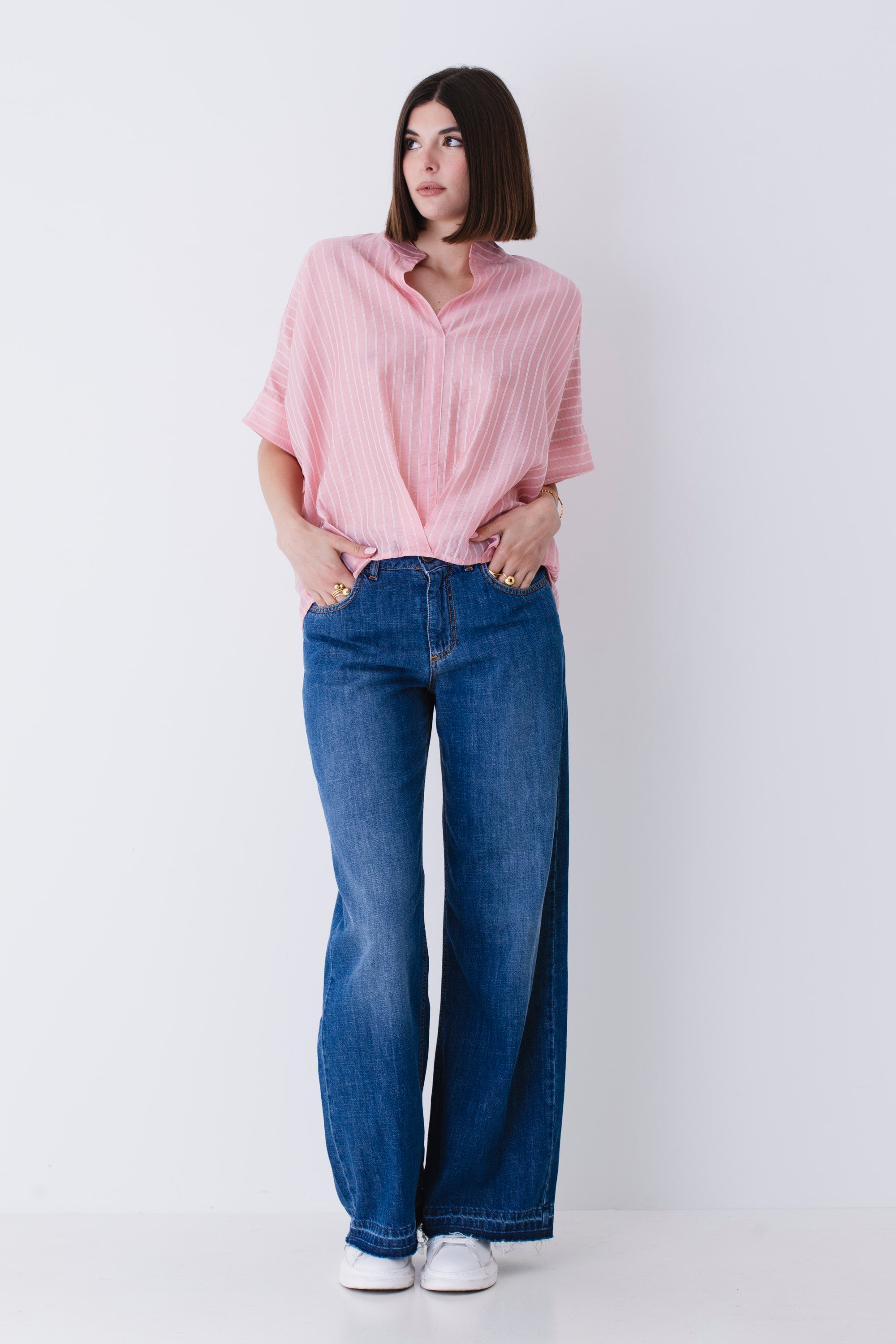 Blusa over bacchettata in lyocell - PE25