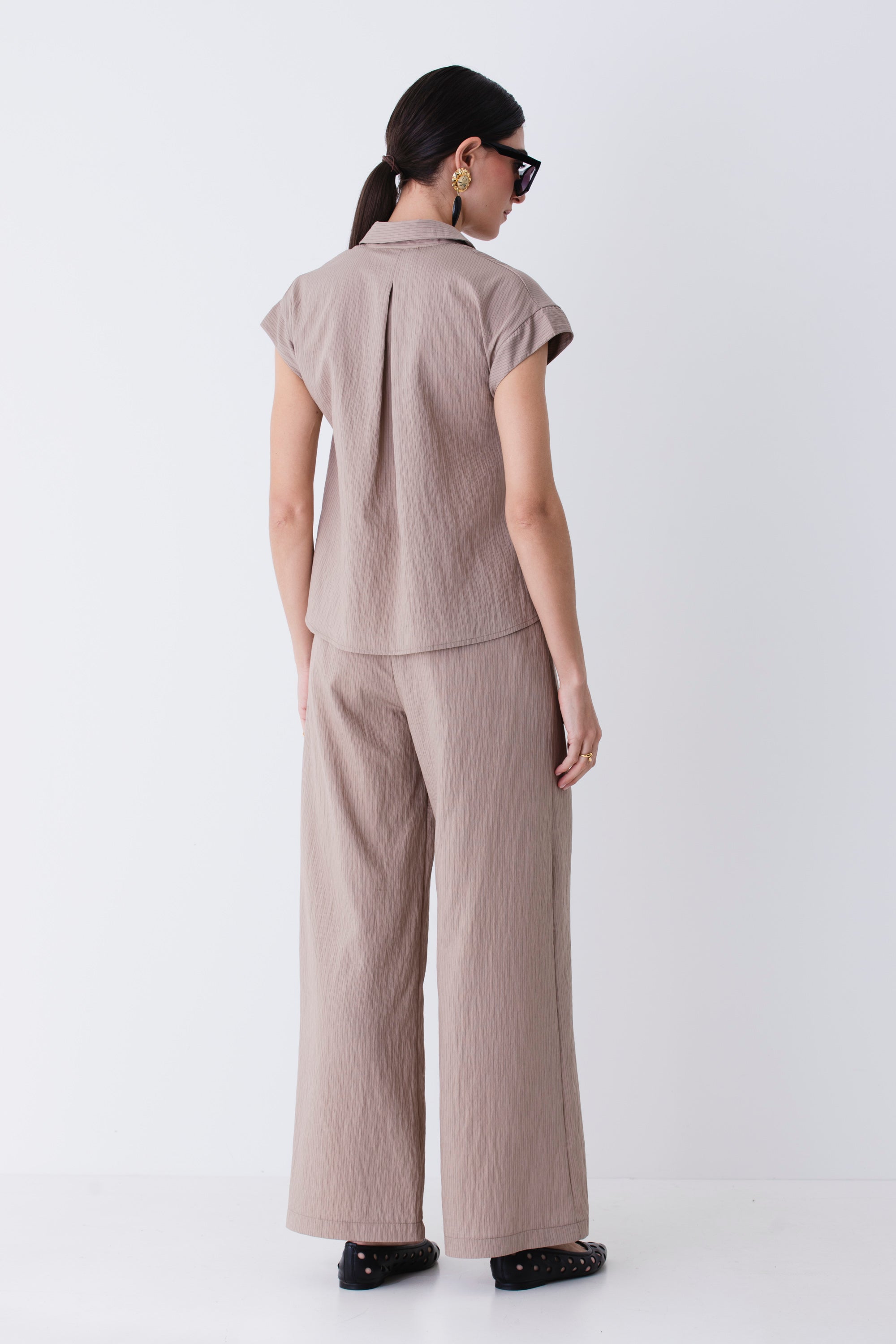Pantalone palazzo in tessuto modal gessato - PE25