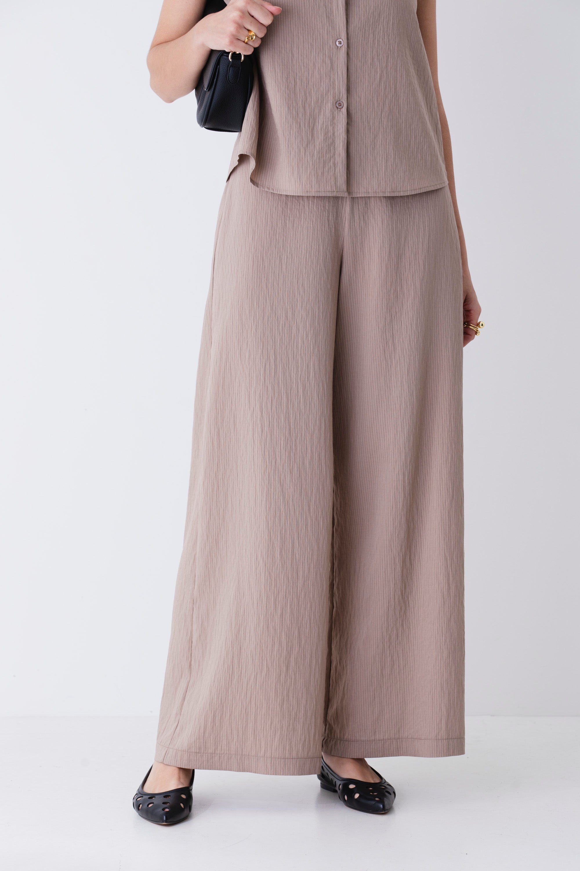 Pantalone palazzo in tessuto modal gessato - PE25