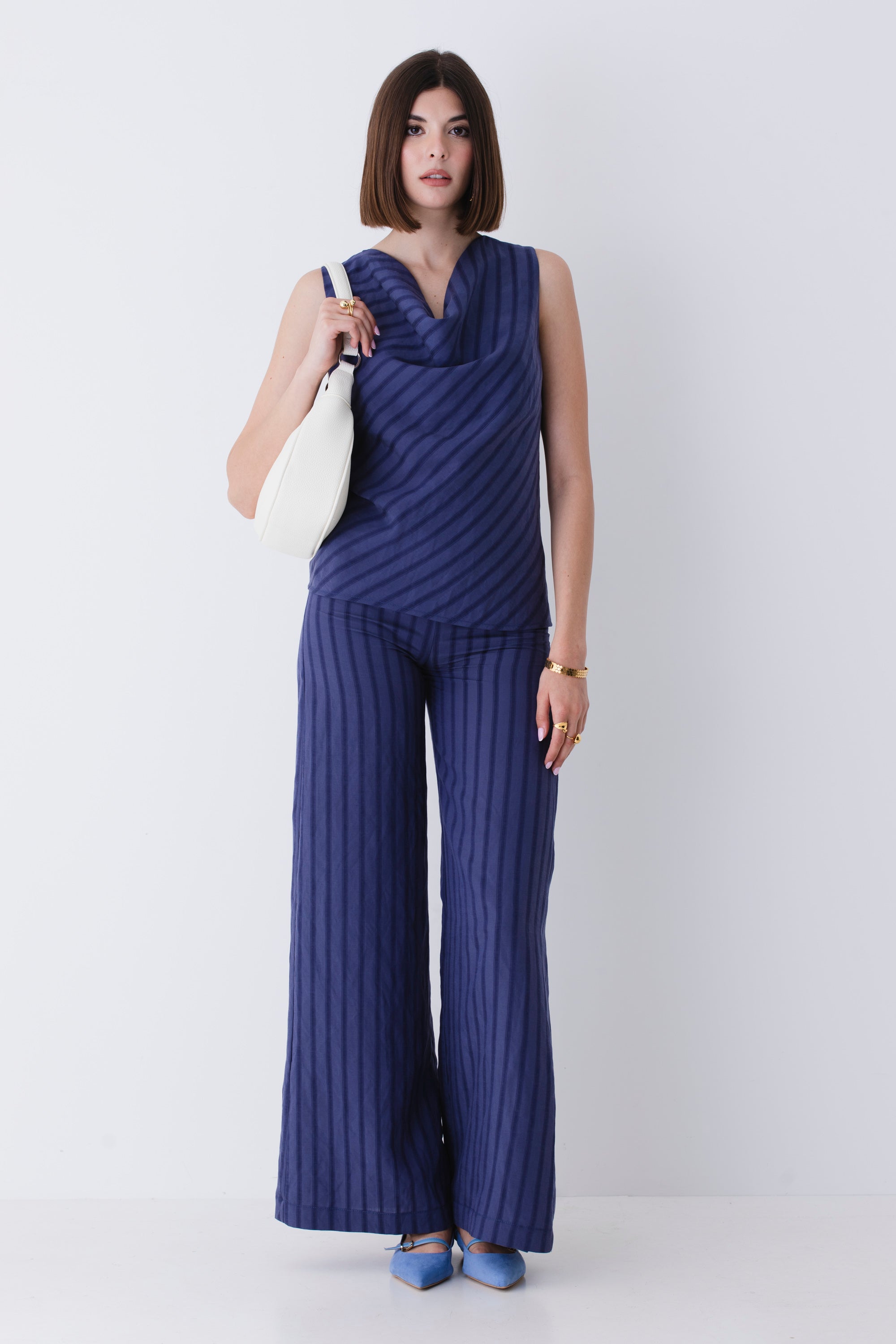 Blusa in lyocell bacchettato obliquo - PE25