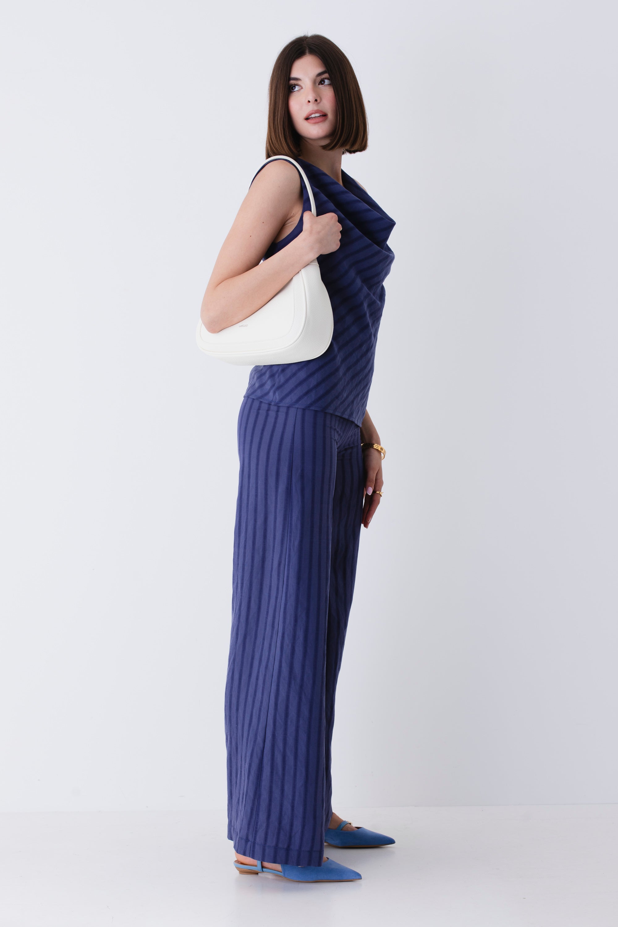 Blusa in lyocell bacchettato obliquo - PE25