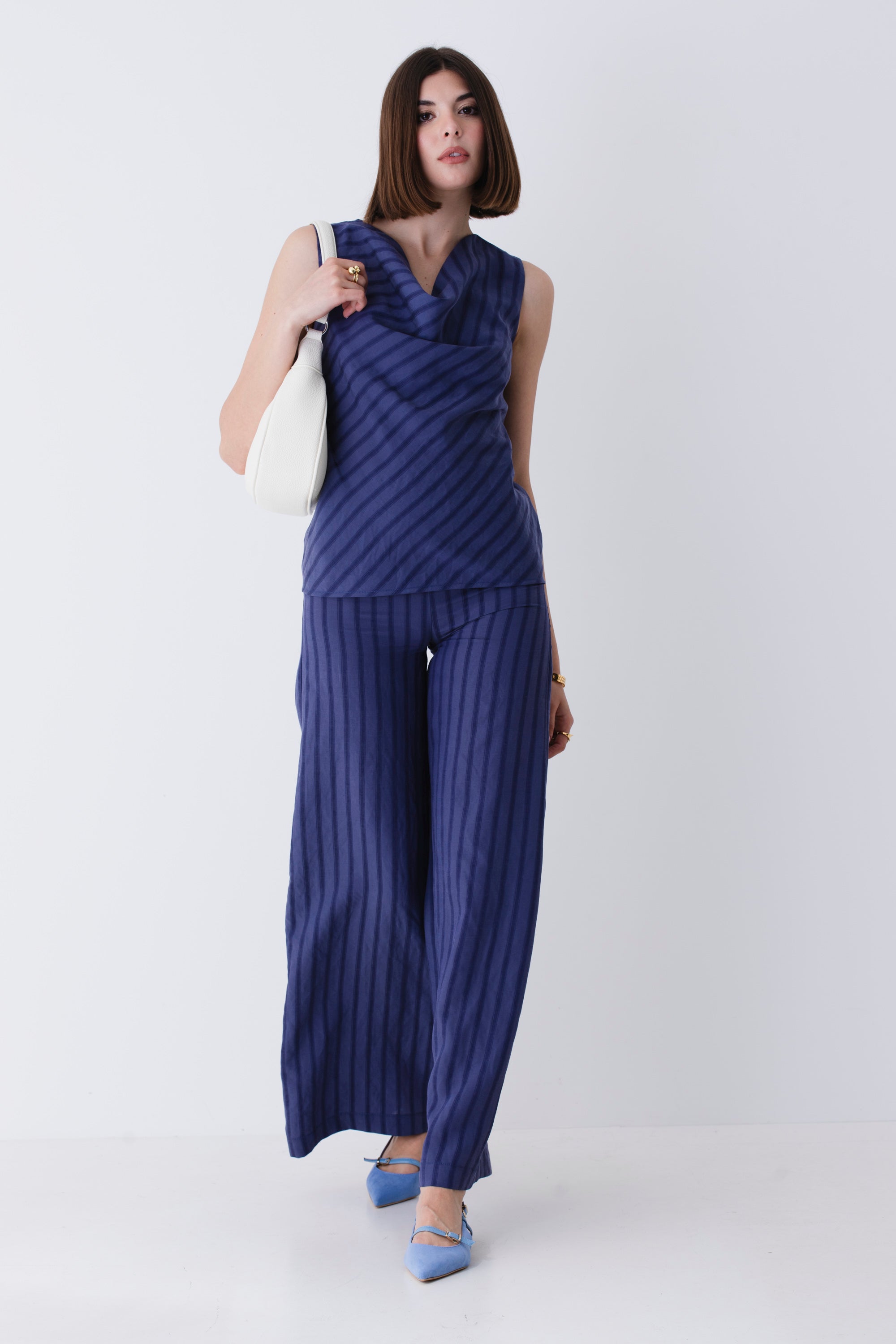 Blusa in lyocell bacchettato obliquo - PE25