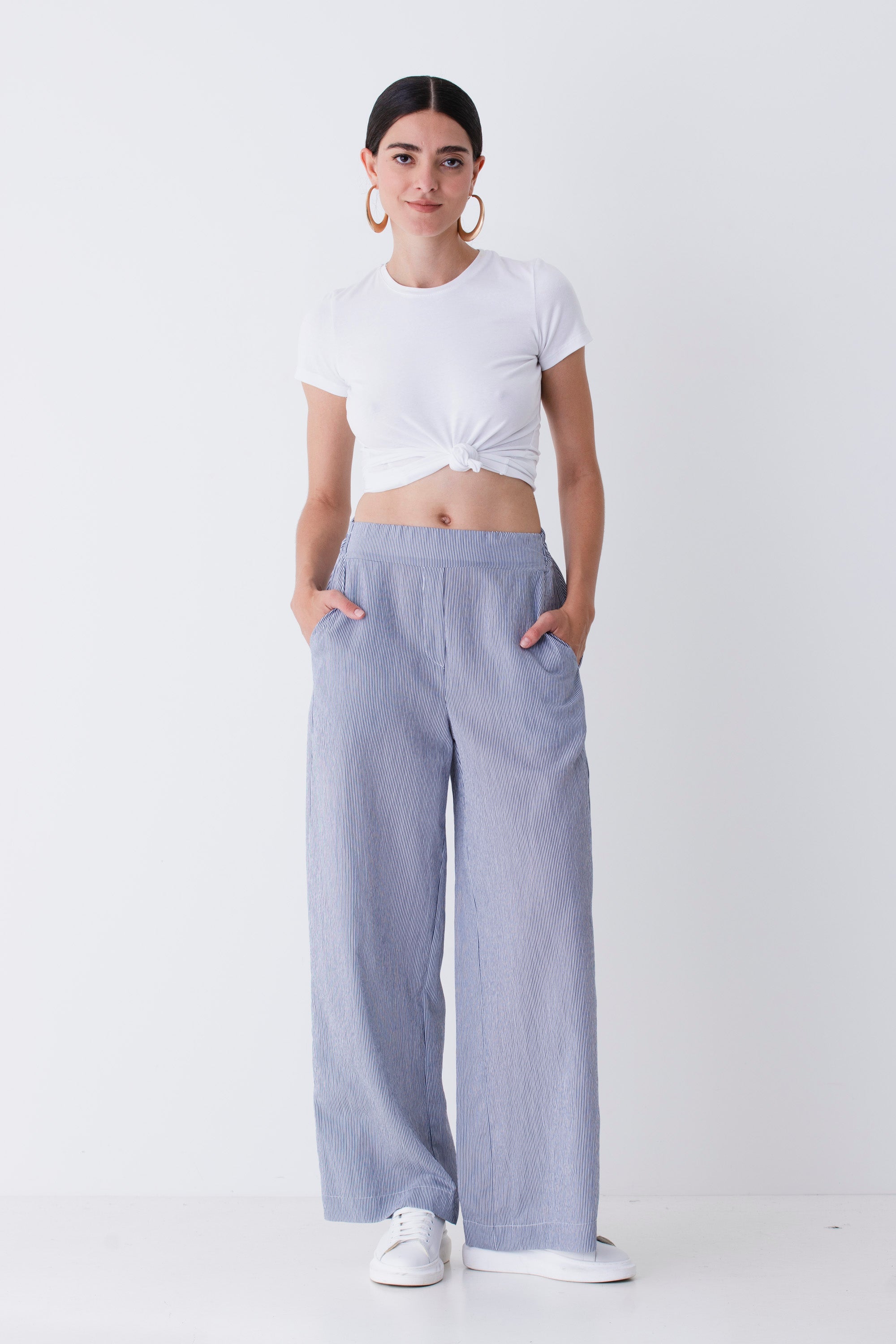 Pantalone palazzo in viscosa a righe - PE25