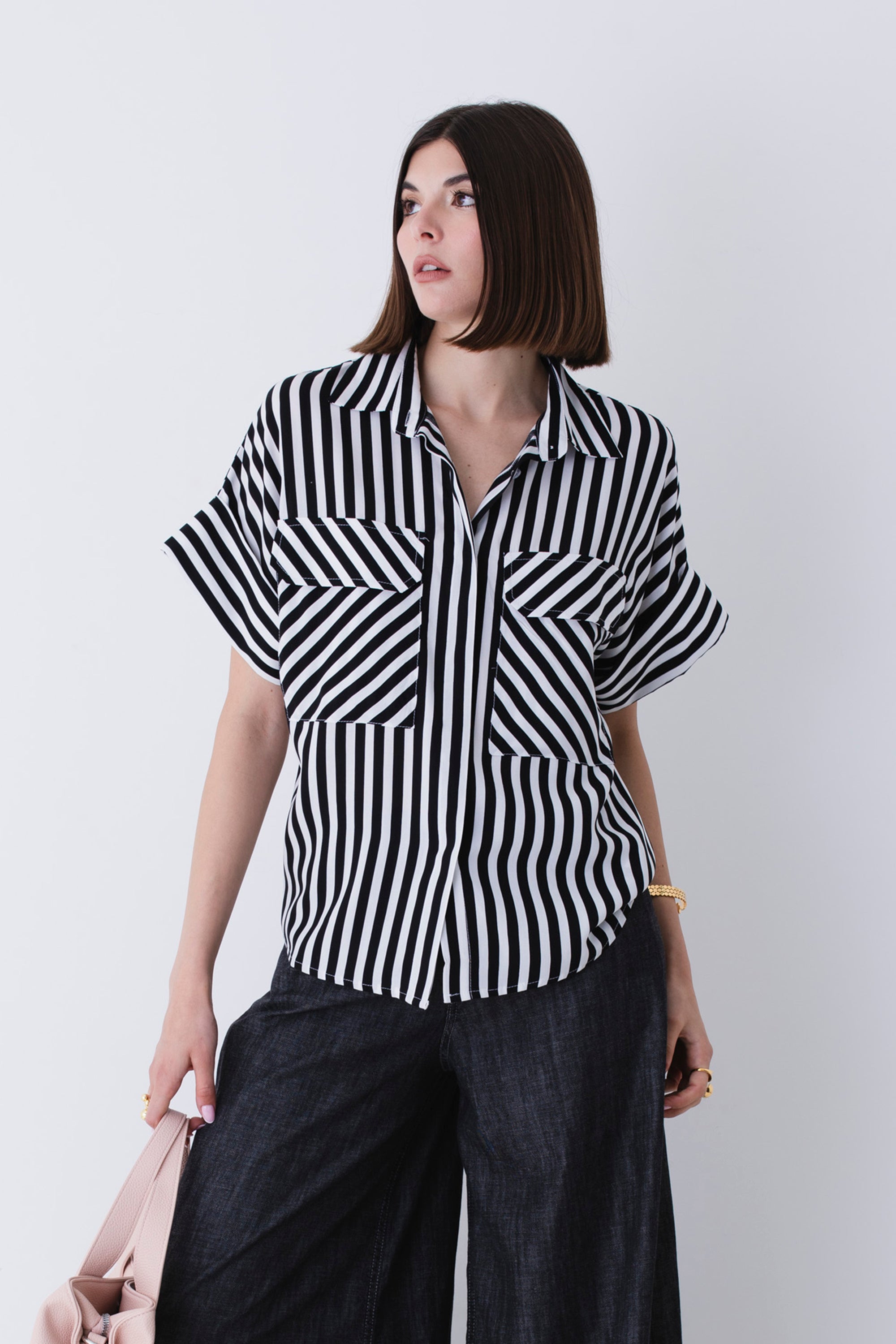 Camicia a righe orizzontali in viscosa - PE25