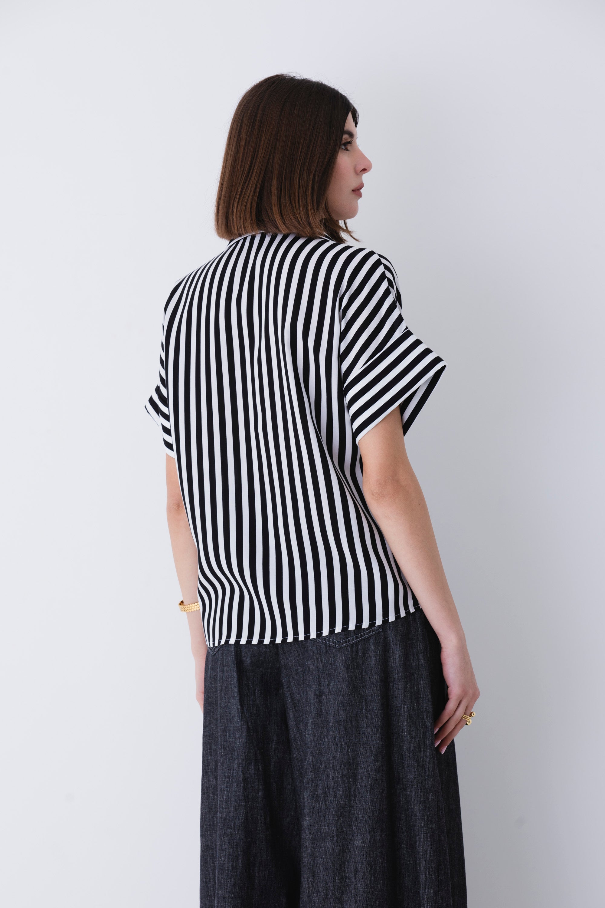 Camicia a righe orizzontali in viscosa - PE25