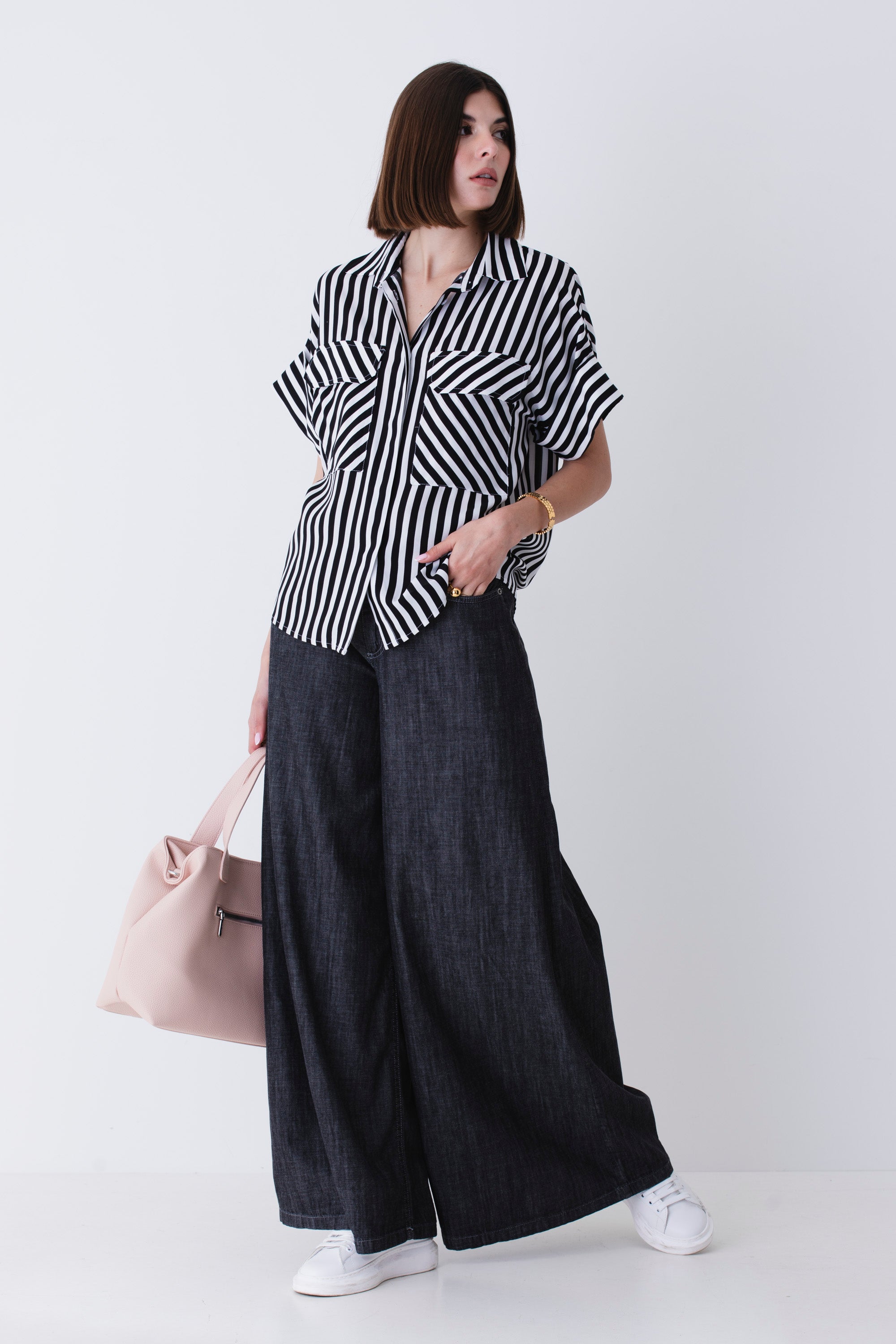 Camicia a righe orizzontali in viscosa - PE25