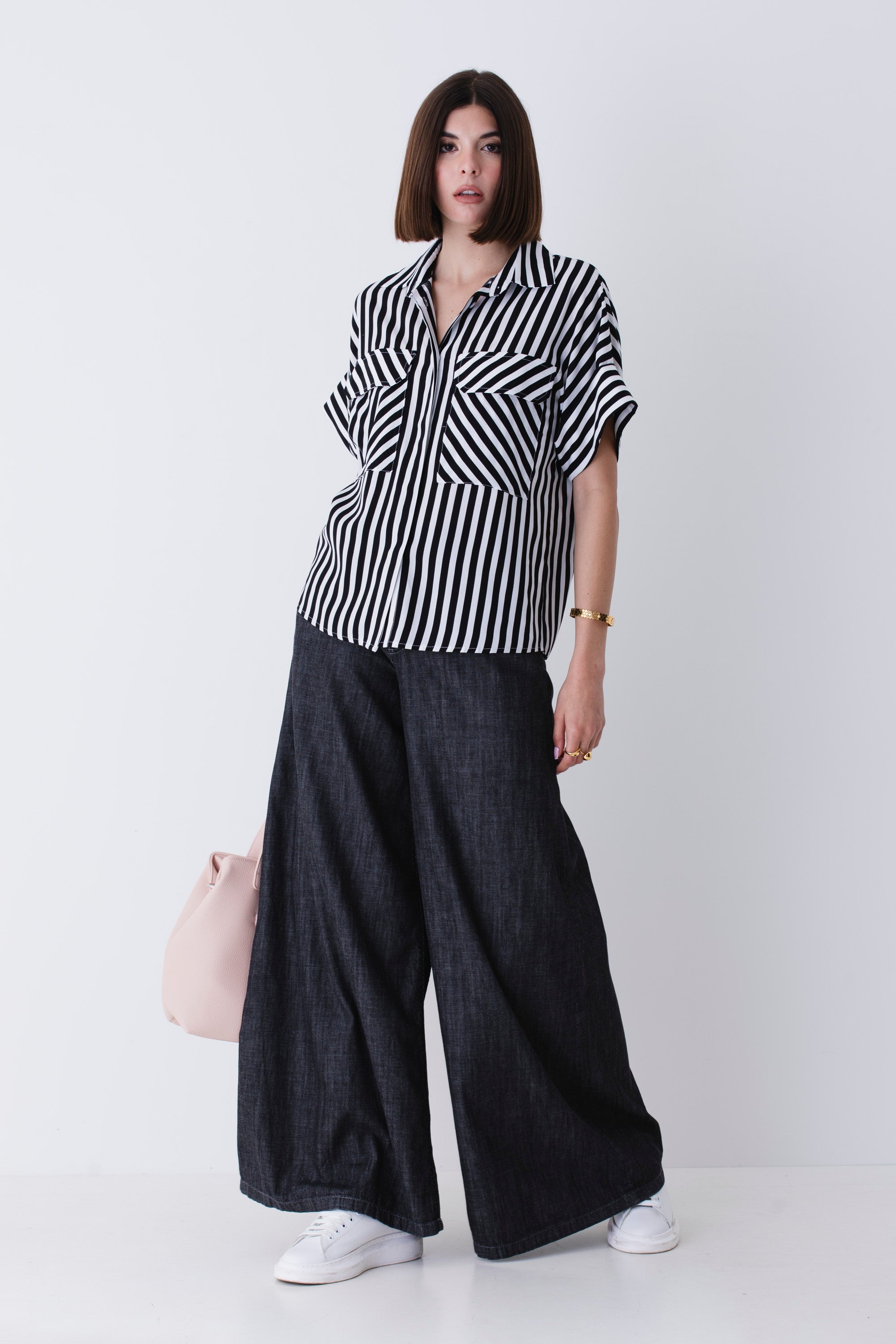 Camicia a righe orizzontali in viscosa - PE25