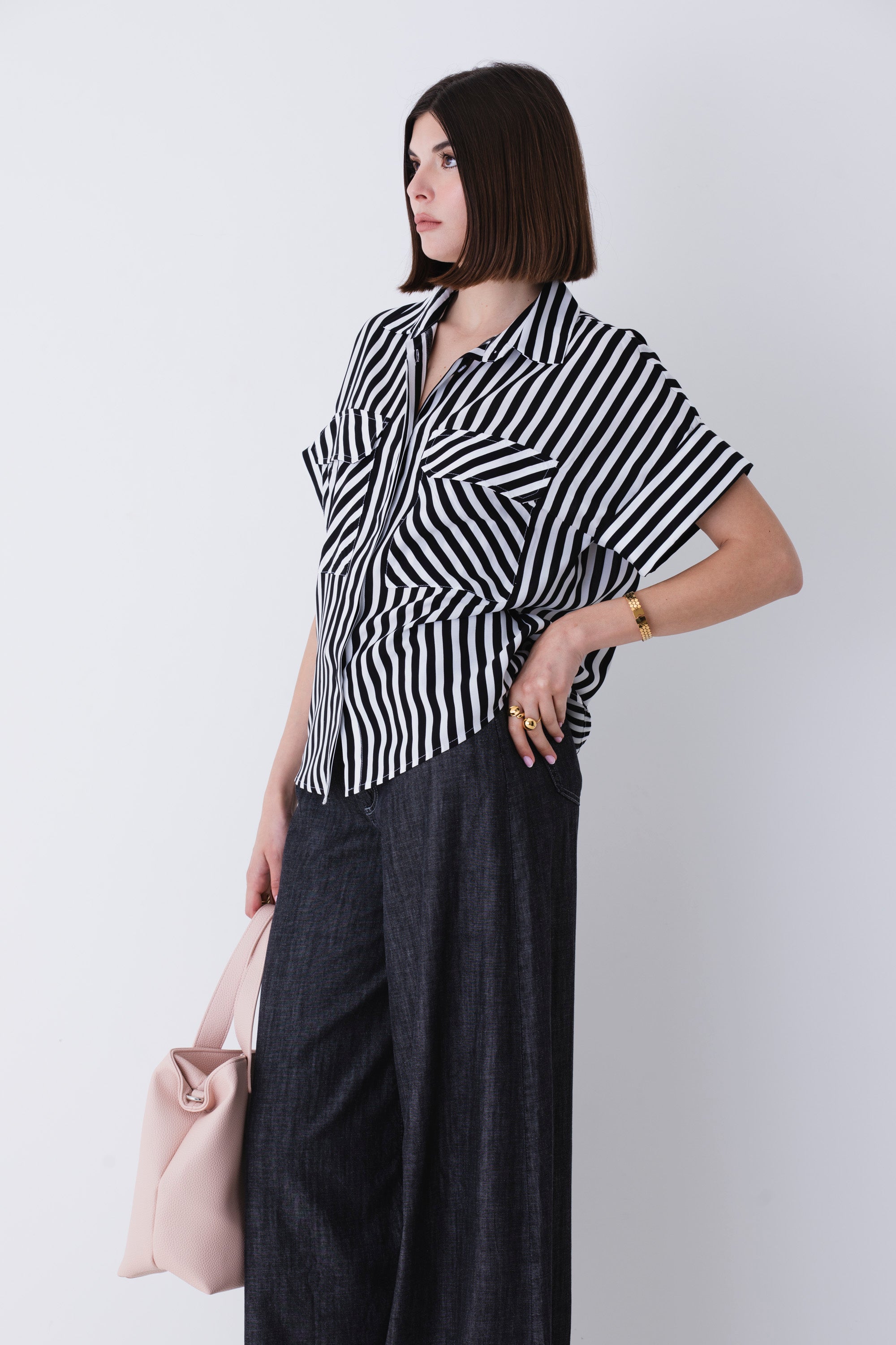 Camicia a righe orizzontali in viscosa - PE25