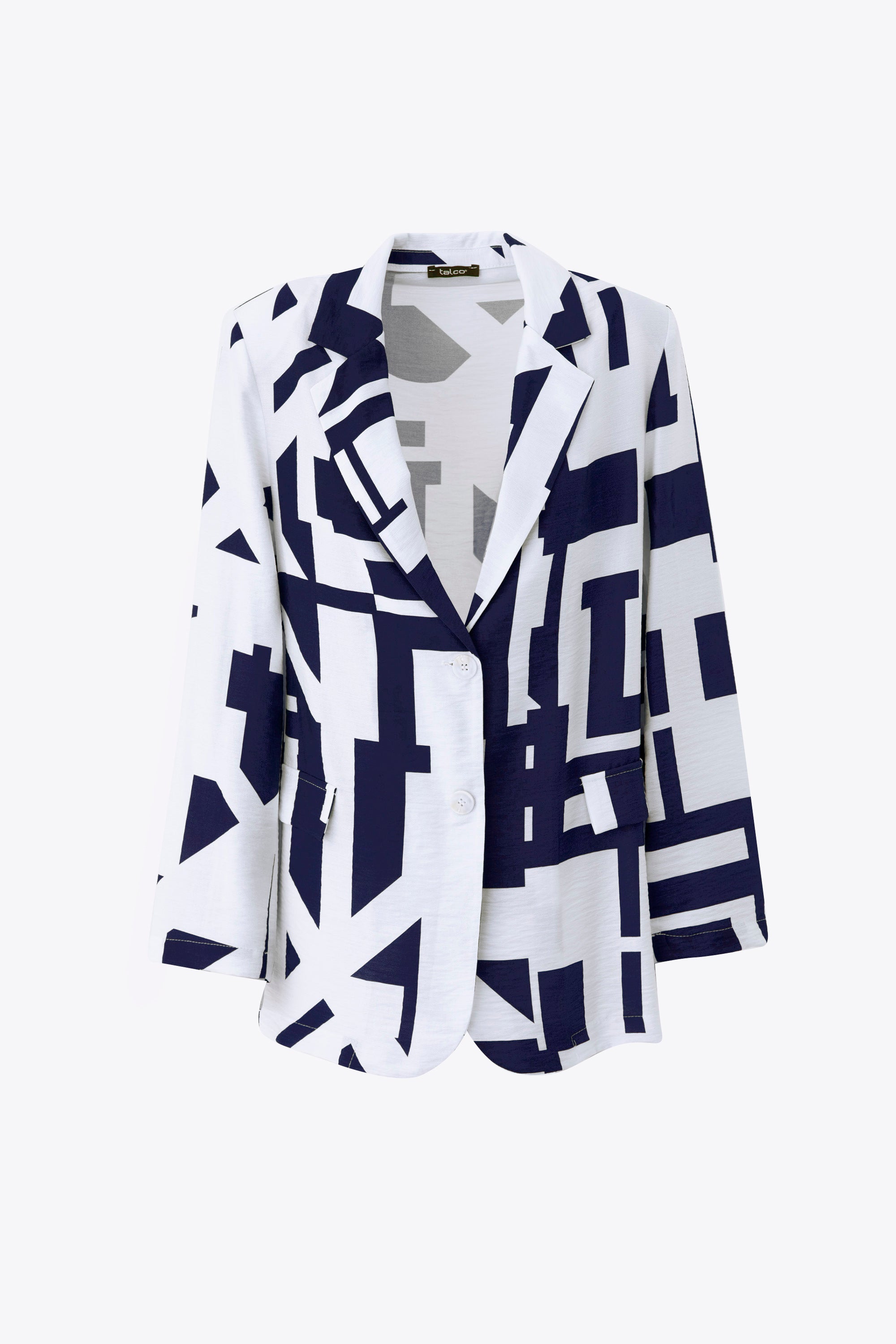 Blazer ad un petto in rayon fantasia geometrica - PE25